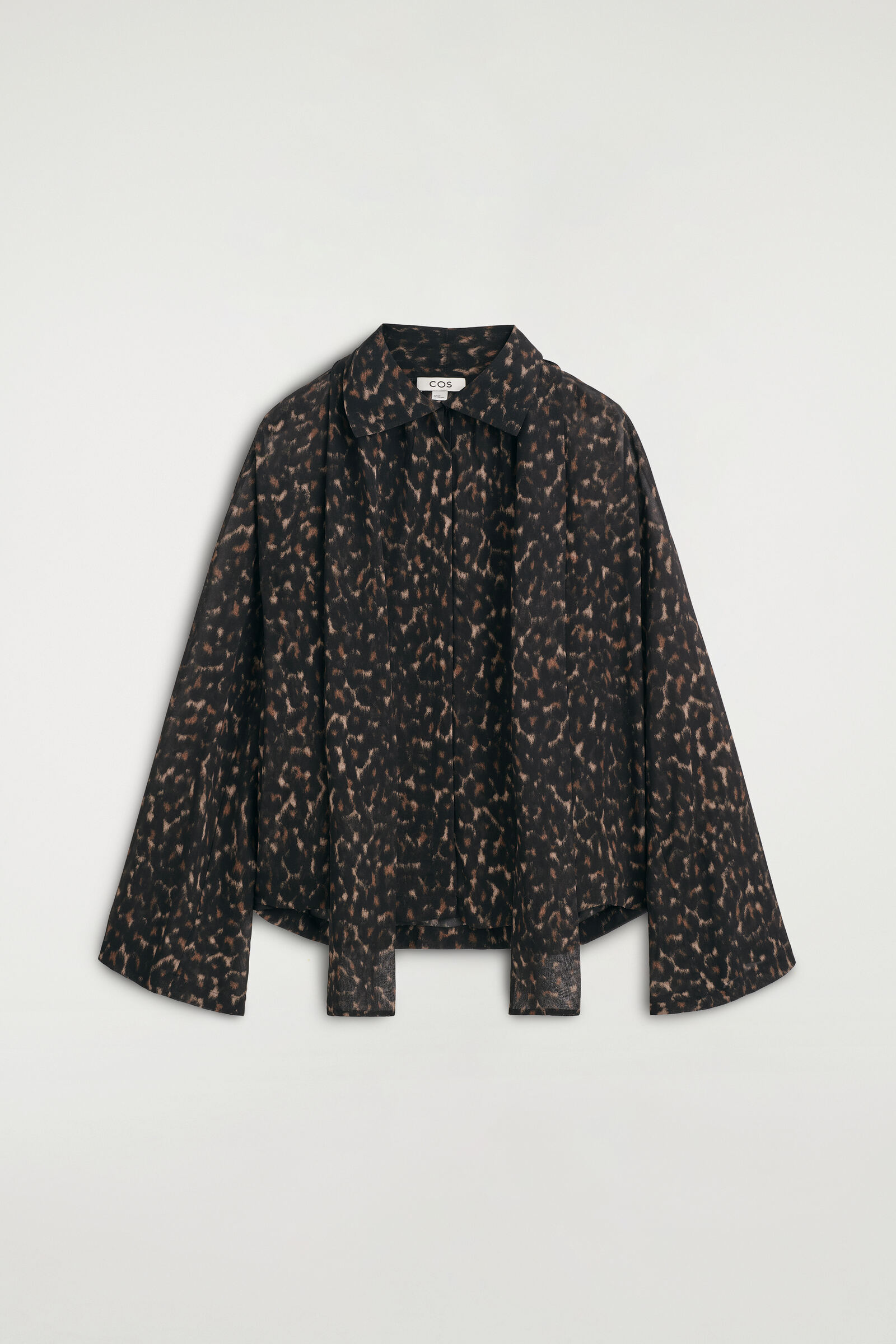 LEOPARD-PRINT FLUID SCARF-DETAIL TOPBROWN / LEOPARD PRINT