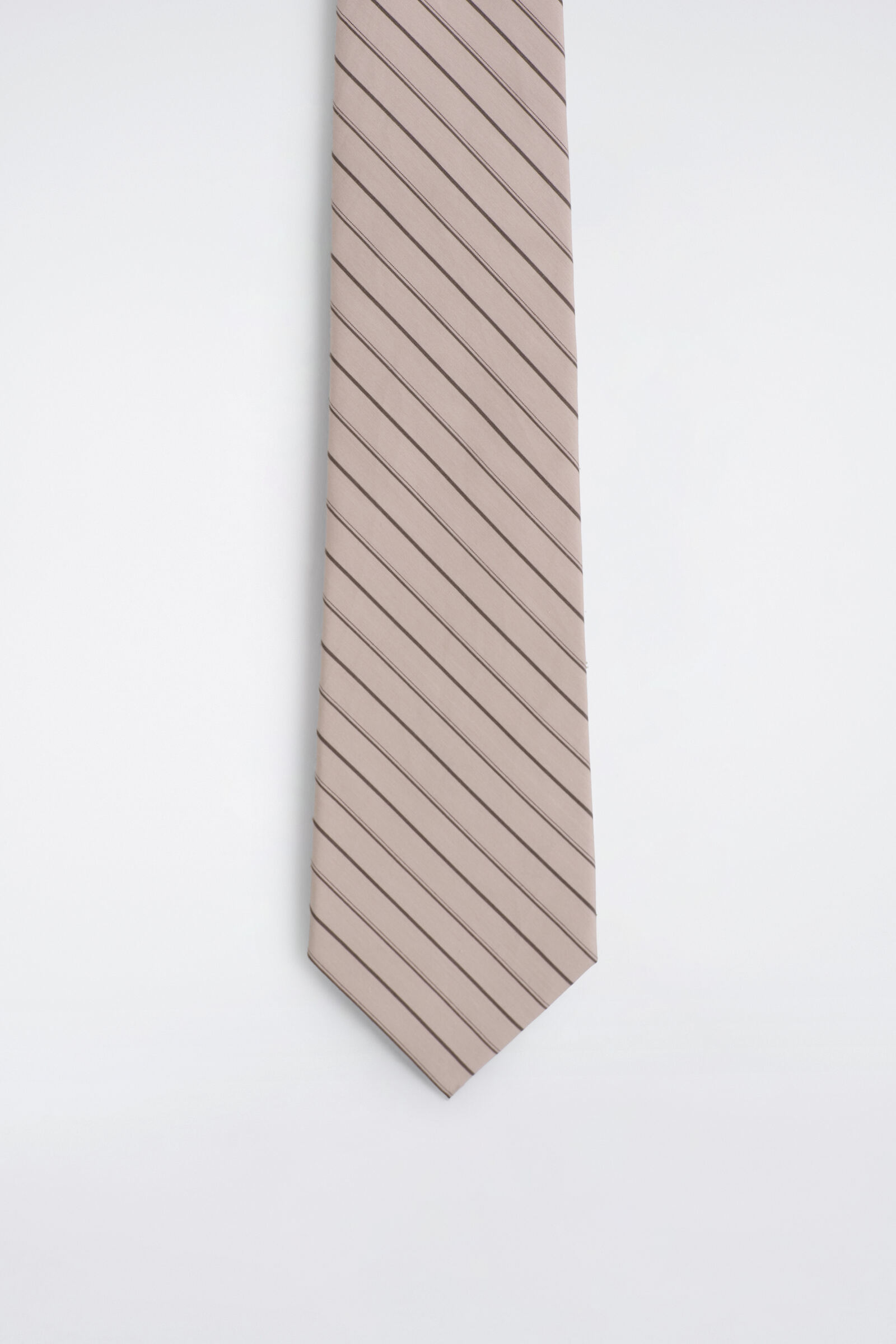STRIPED COTTON-SILK TIEPINK / BROWN / STRIPED