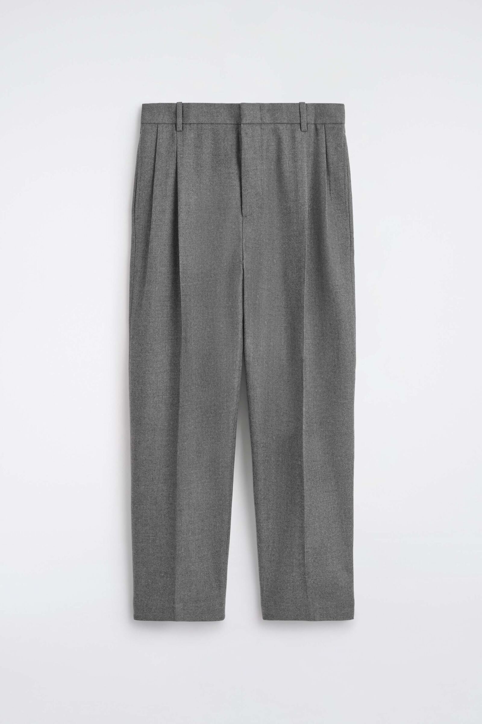 PLEATED WOOL RELAXED-FIT STRAIGHT-LEG TROUSERSGREY MÉLANGE