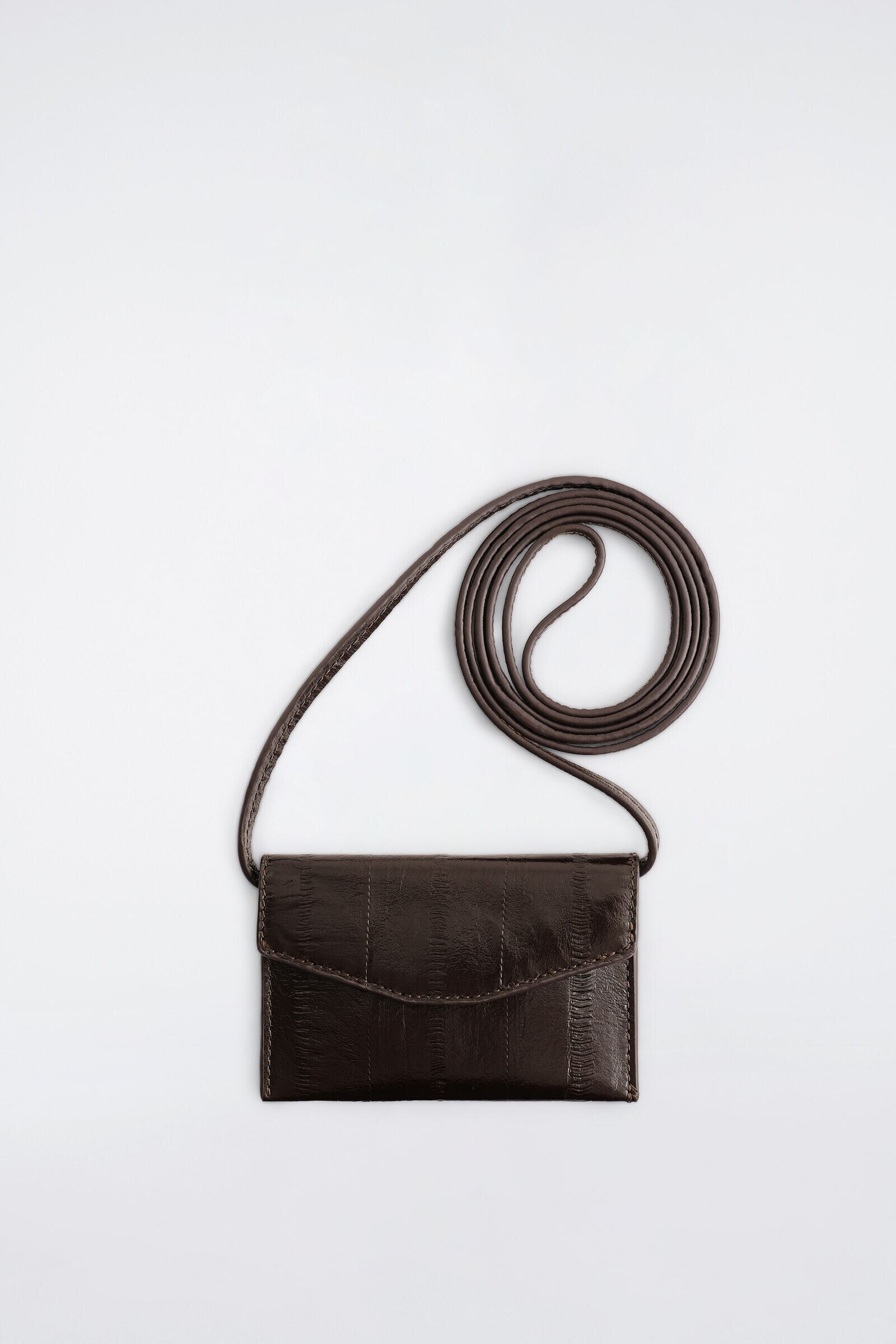 EEL-EFFECT LEATHER CARDHOLDERESPRESSO