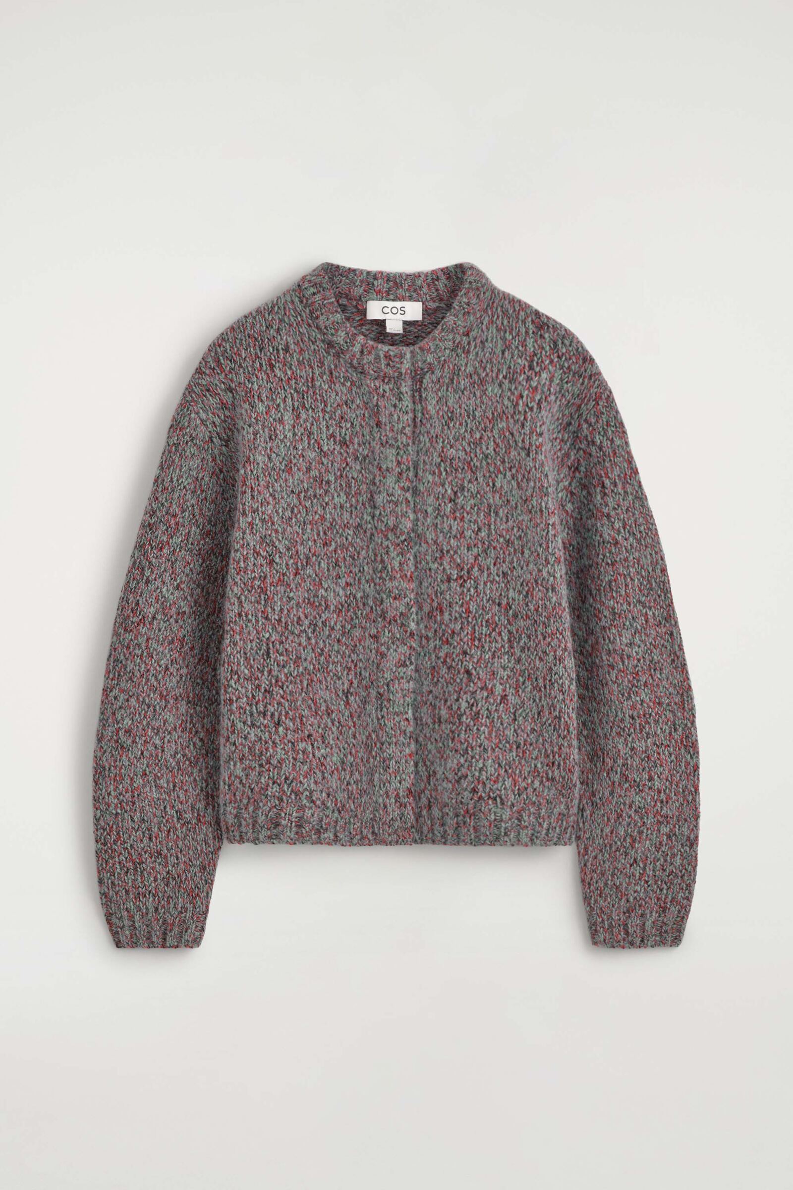 TWO-TONE WOOL-MOHAIR CARDIGANBLUE / RED