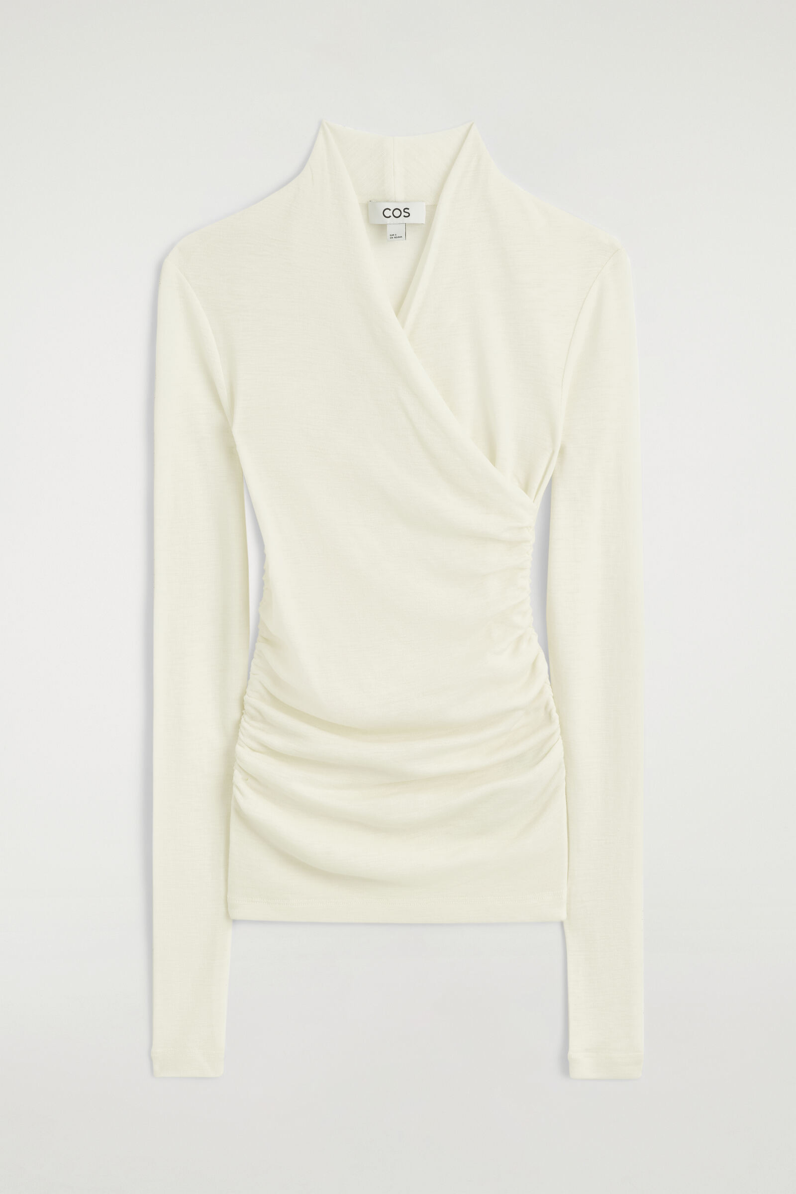WRAP-OVER MERINO WOOL TOPCREAM