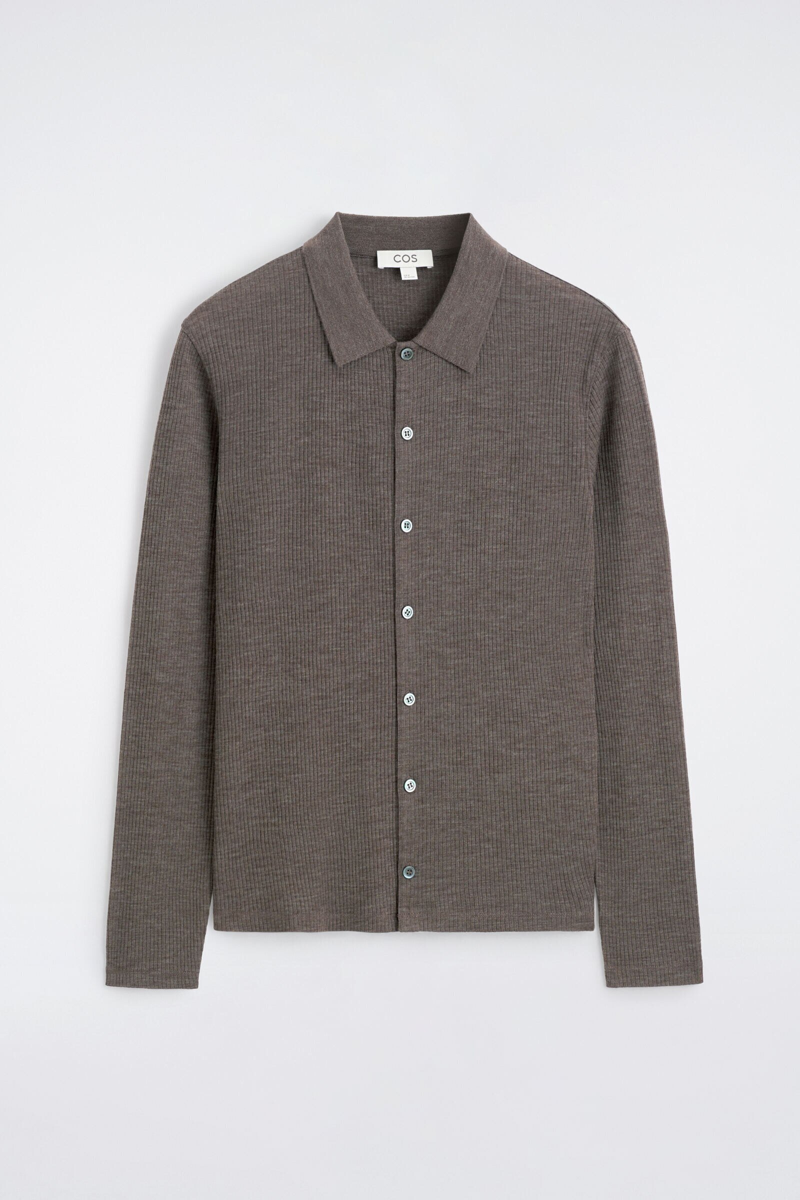 SLIM RIBBED WOOL SHIRTBEIGE MÉLANGE