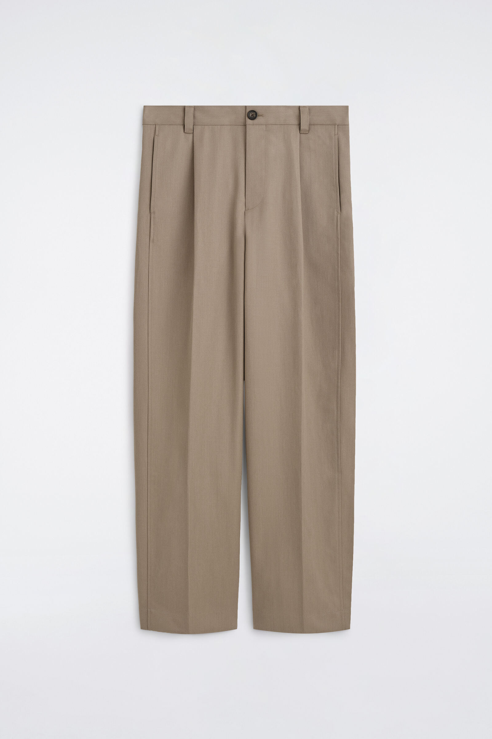 WOOL-COTTON RELAXED-FIT WIDE-LEG TROUSERSDARK BEIGE