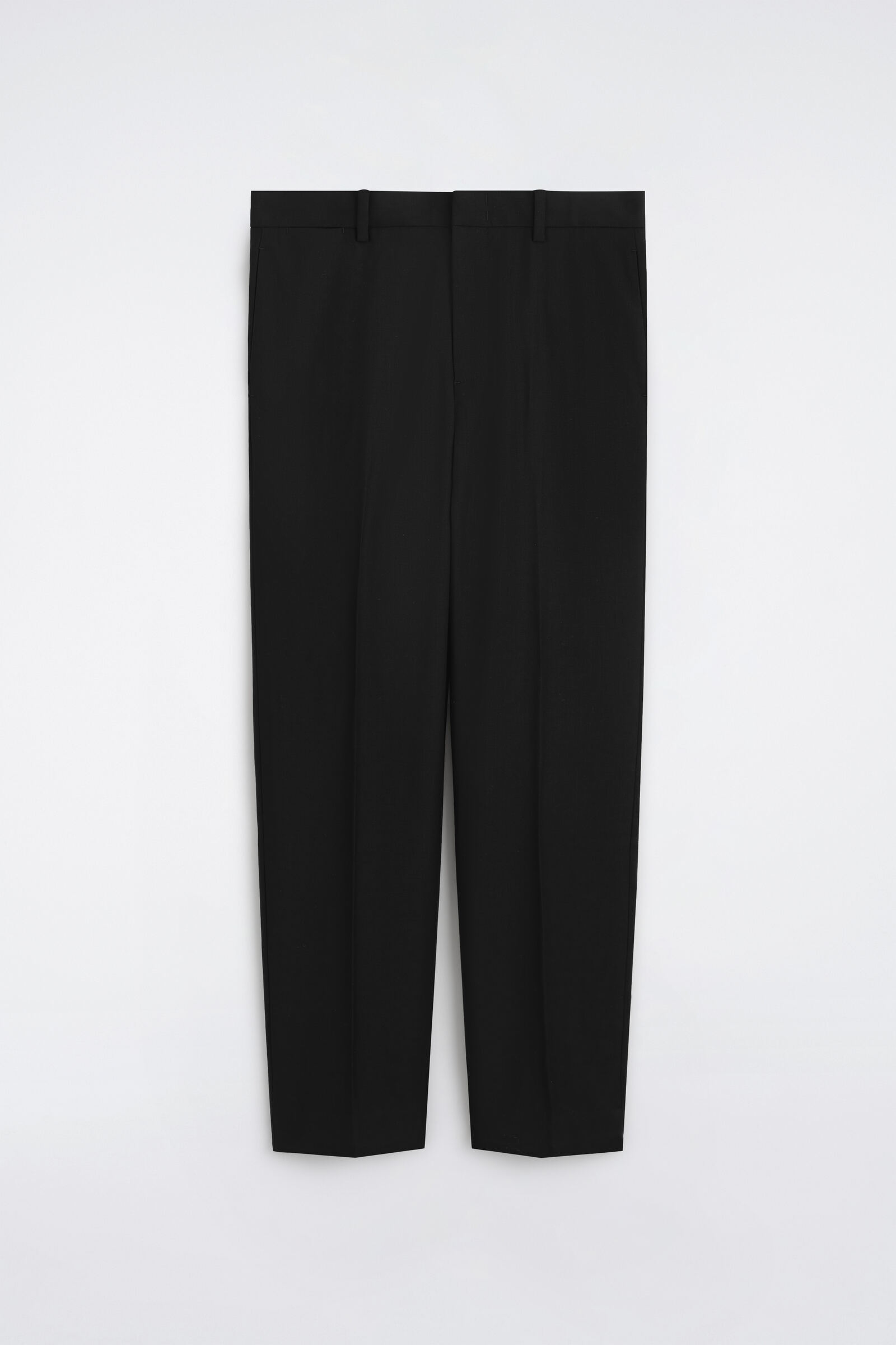 WOOL REGULAR-FIT STRAIGHT-LEG TROUSERSBLACK