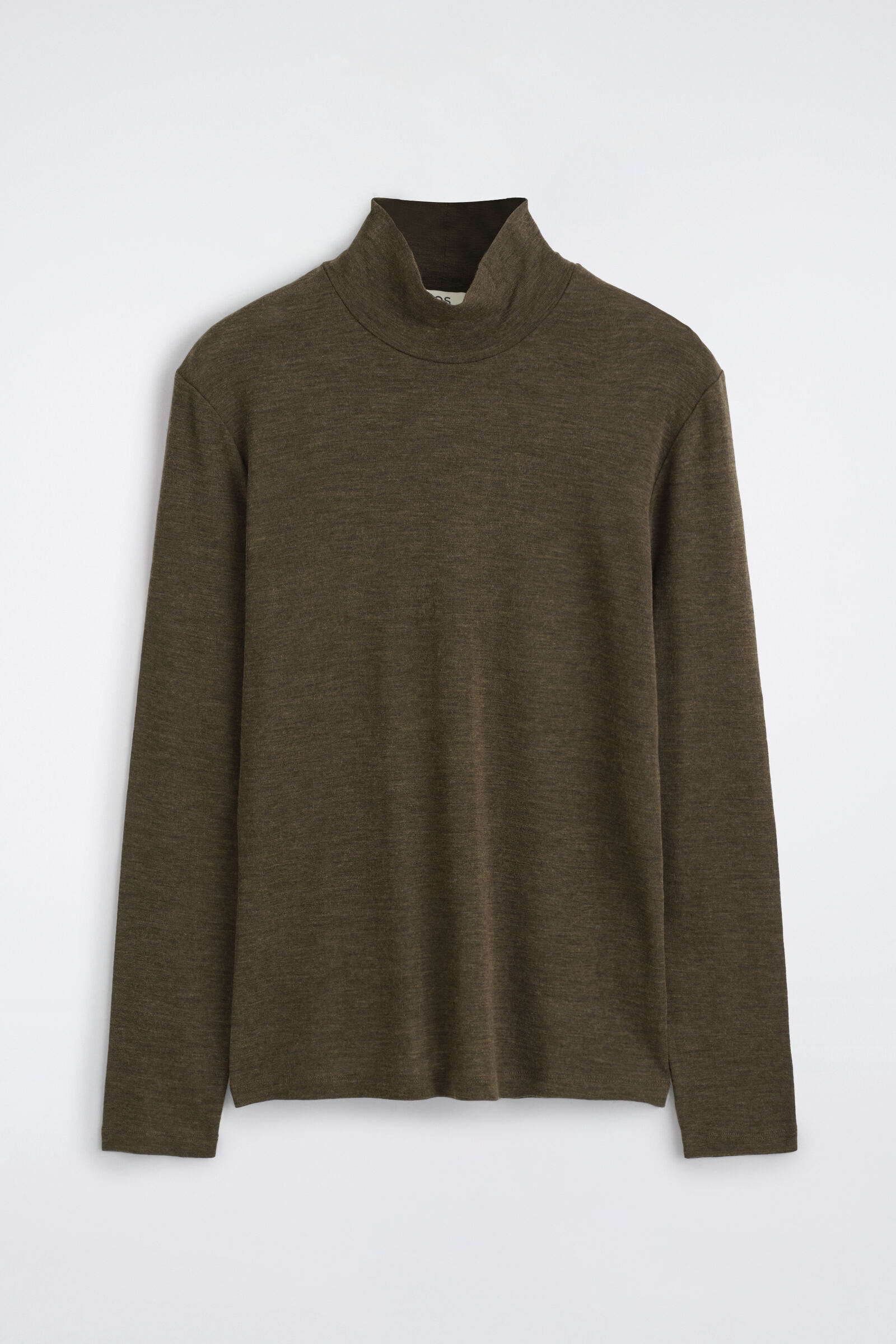 SLIM WOOL-JERSEY ROLL-NECK TOPCOFFEE MÉLANGE