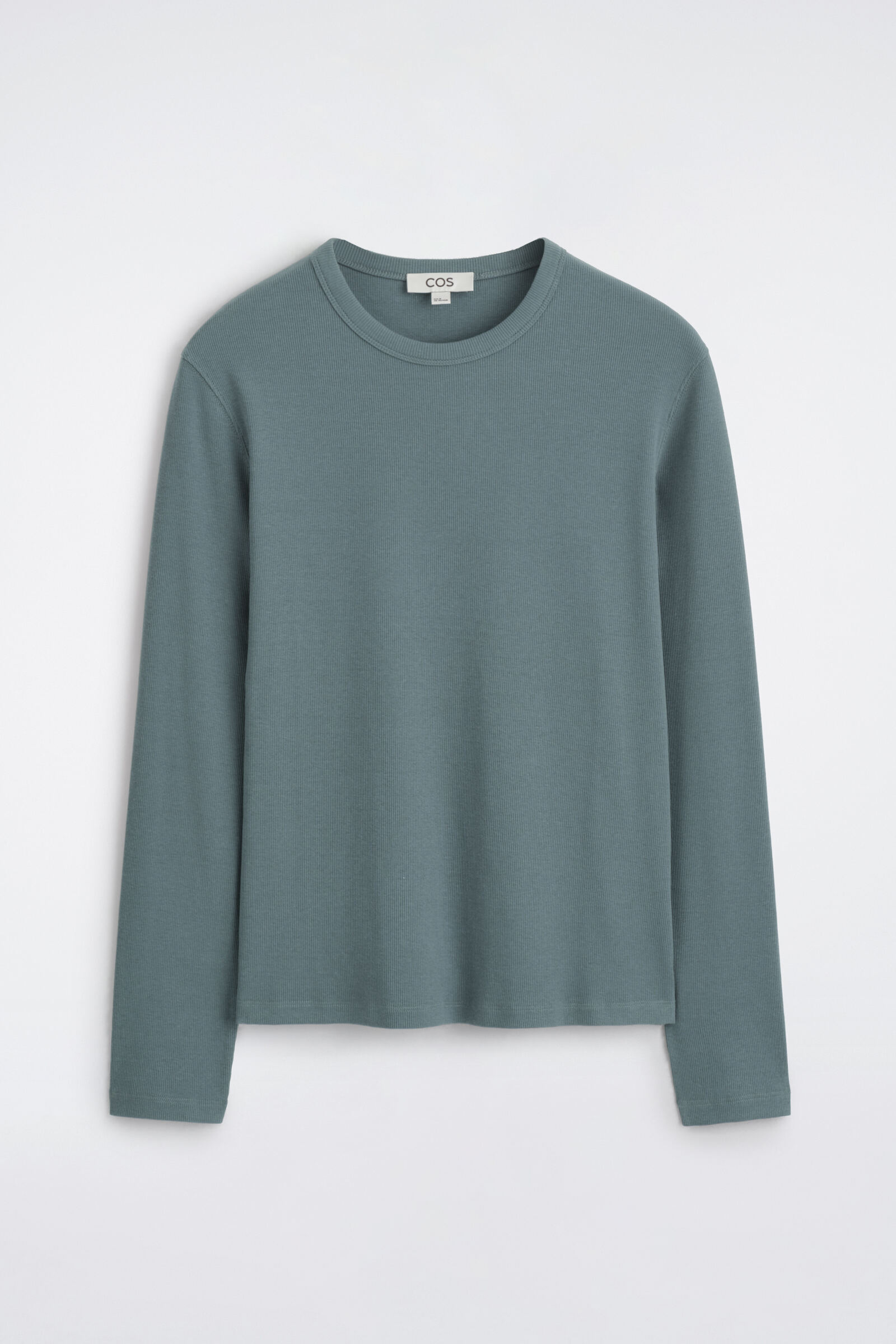 SLIM RIBBED COTTON LONG-SLEEVED T-SHIRTSLATE