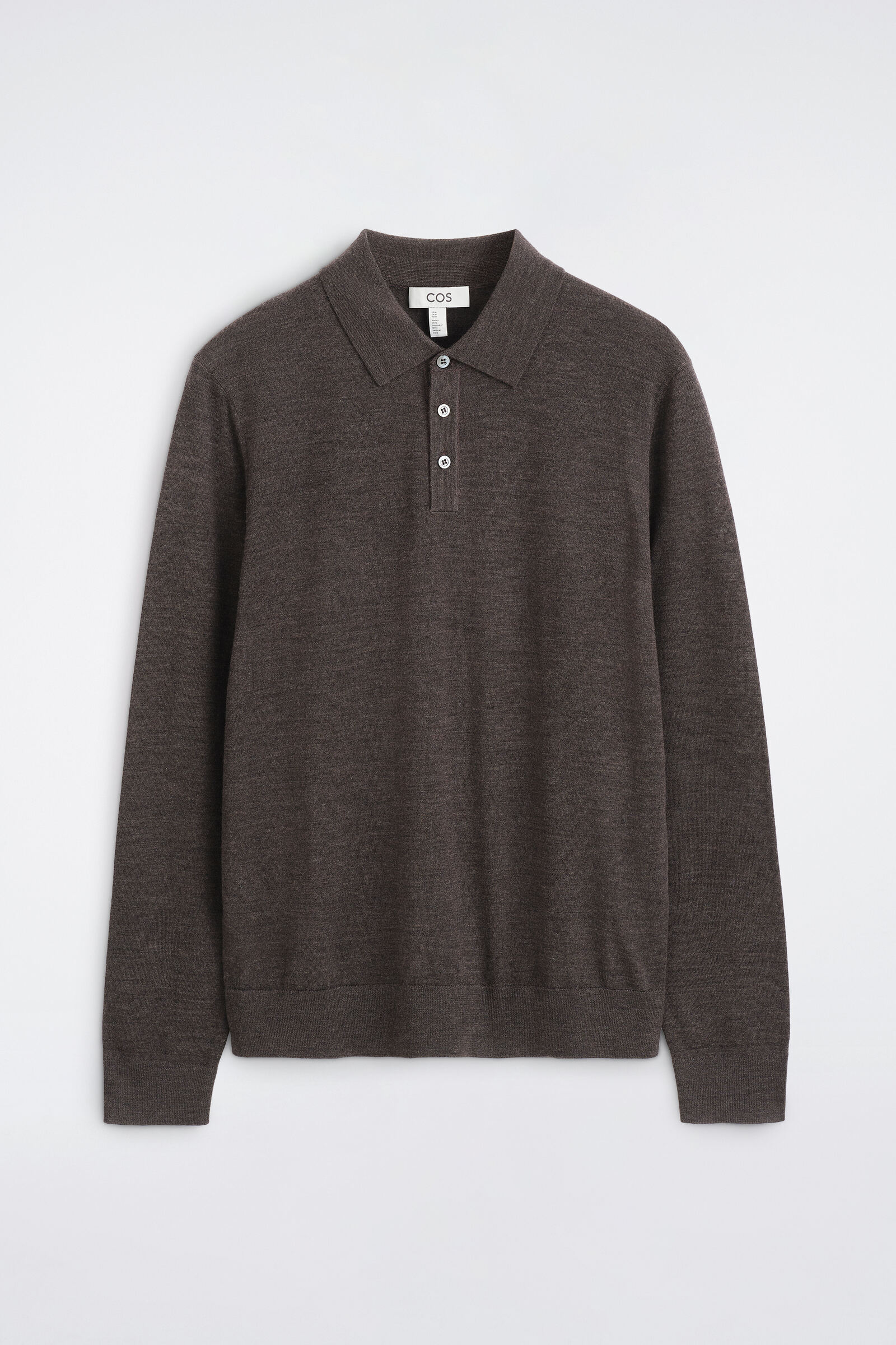 SLIM MERINO WOOL POLO SHIRTDARK-BROWN MÉLANGE