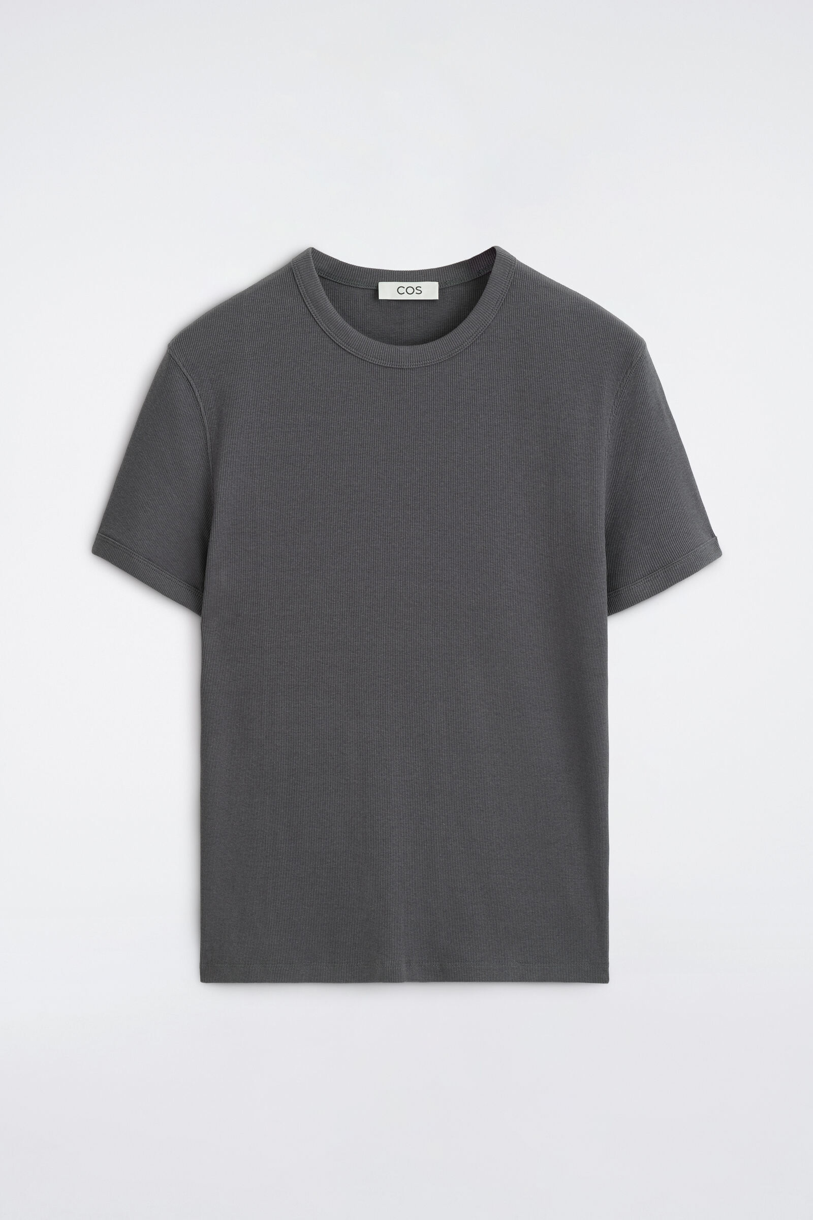 SLIM RIBBED COTTON T-SHIRTDARK GREY