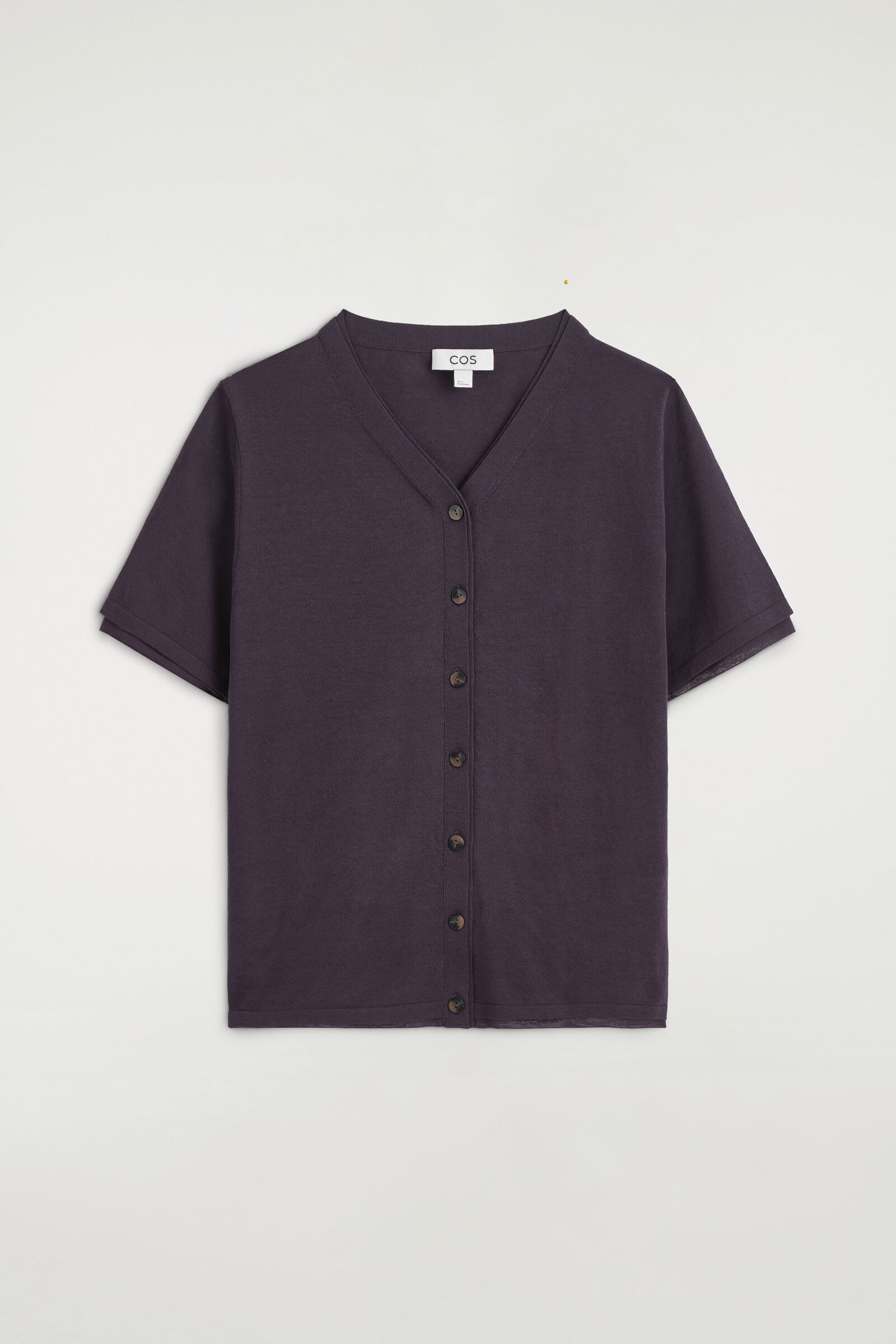 LAYERED COTTON SHORT-SLEEVED CARDIGANPLUM