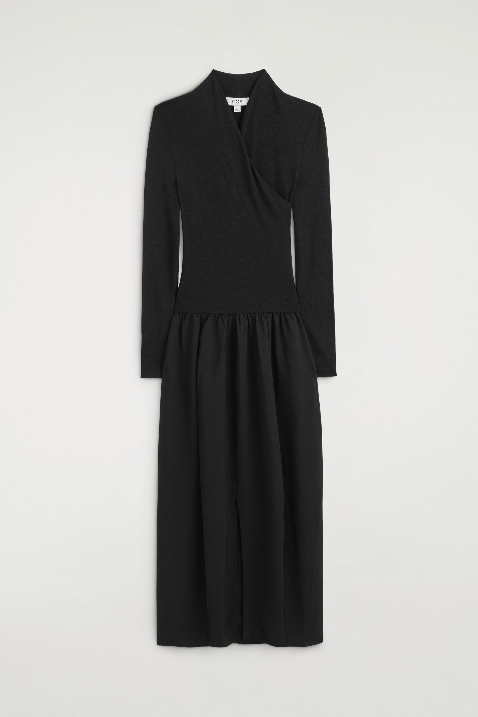 CONTRAST-PANEL WRAP-OVER DRESSBLACK