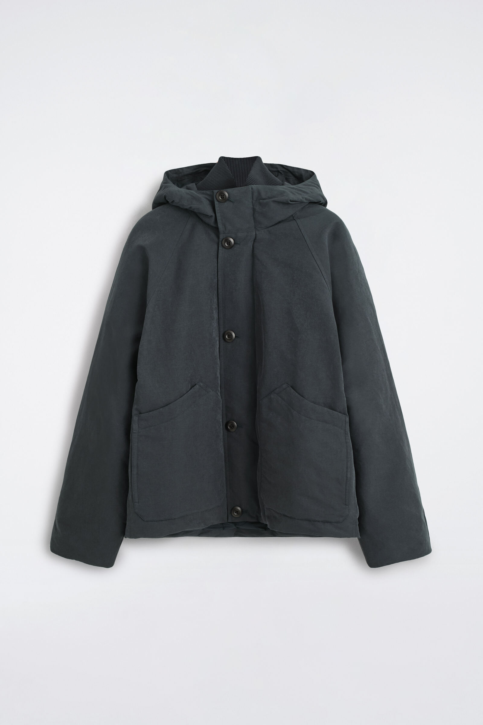 PADDED HOODED DOWN JACKETNAVY