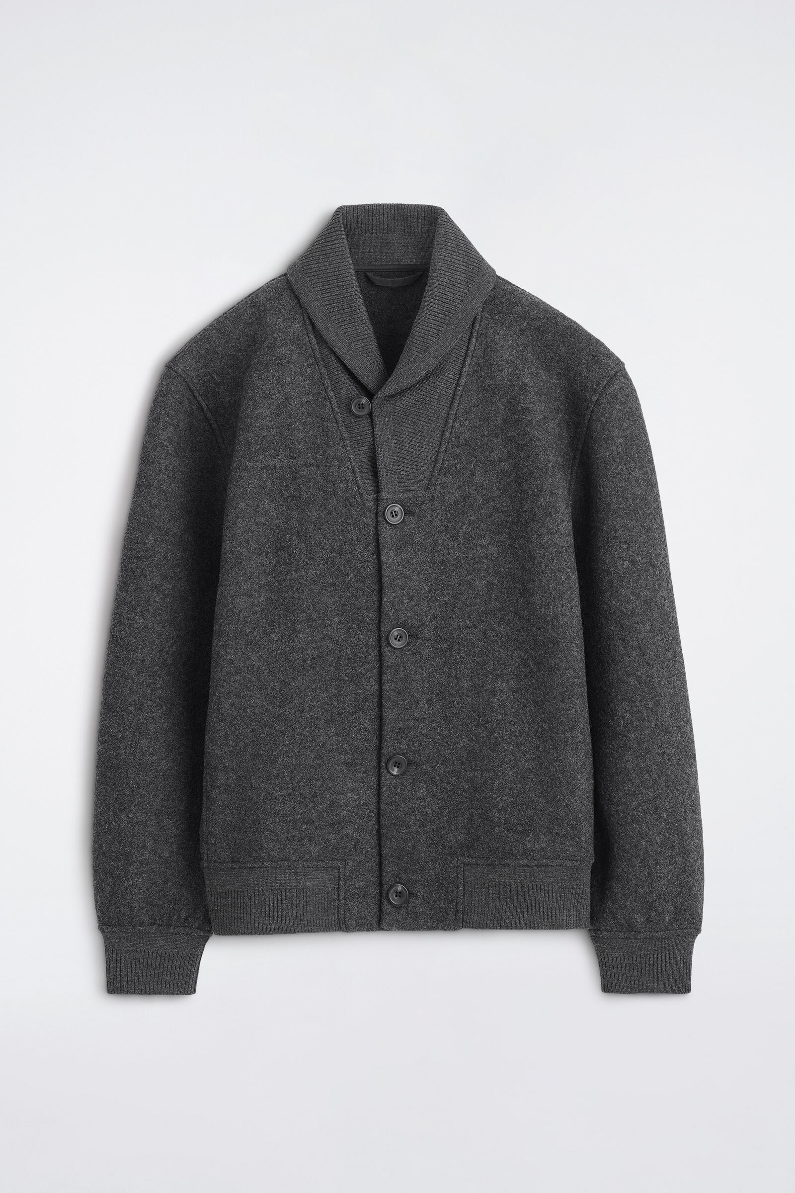 BOILED WOOL SHAWL-COLLAR JACKETCHARCOAL MÉLANGE
