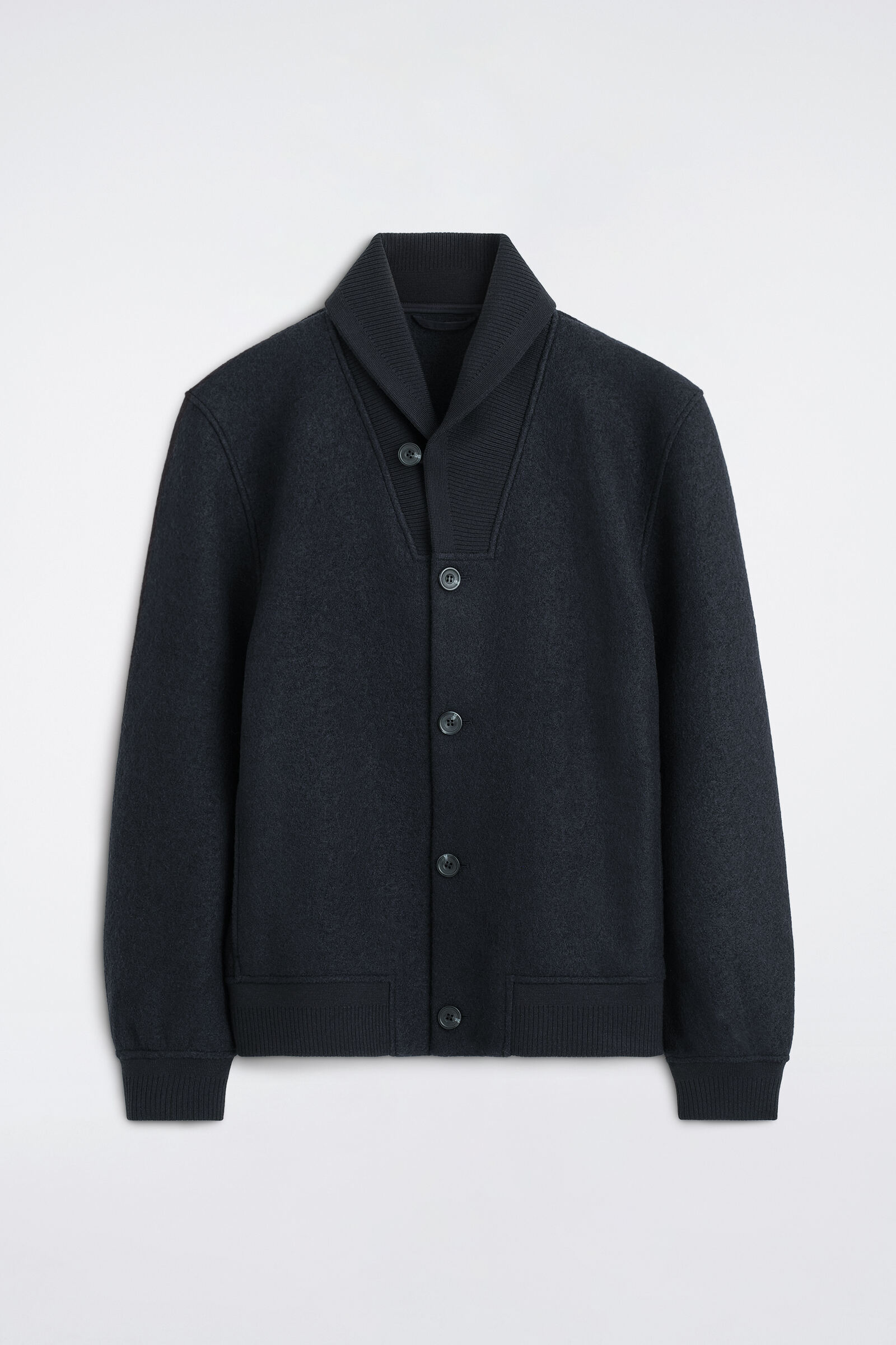 BOILED WOOL SHAWL-COLLAR JACKETNAVY