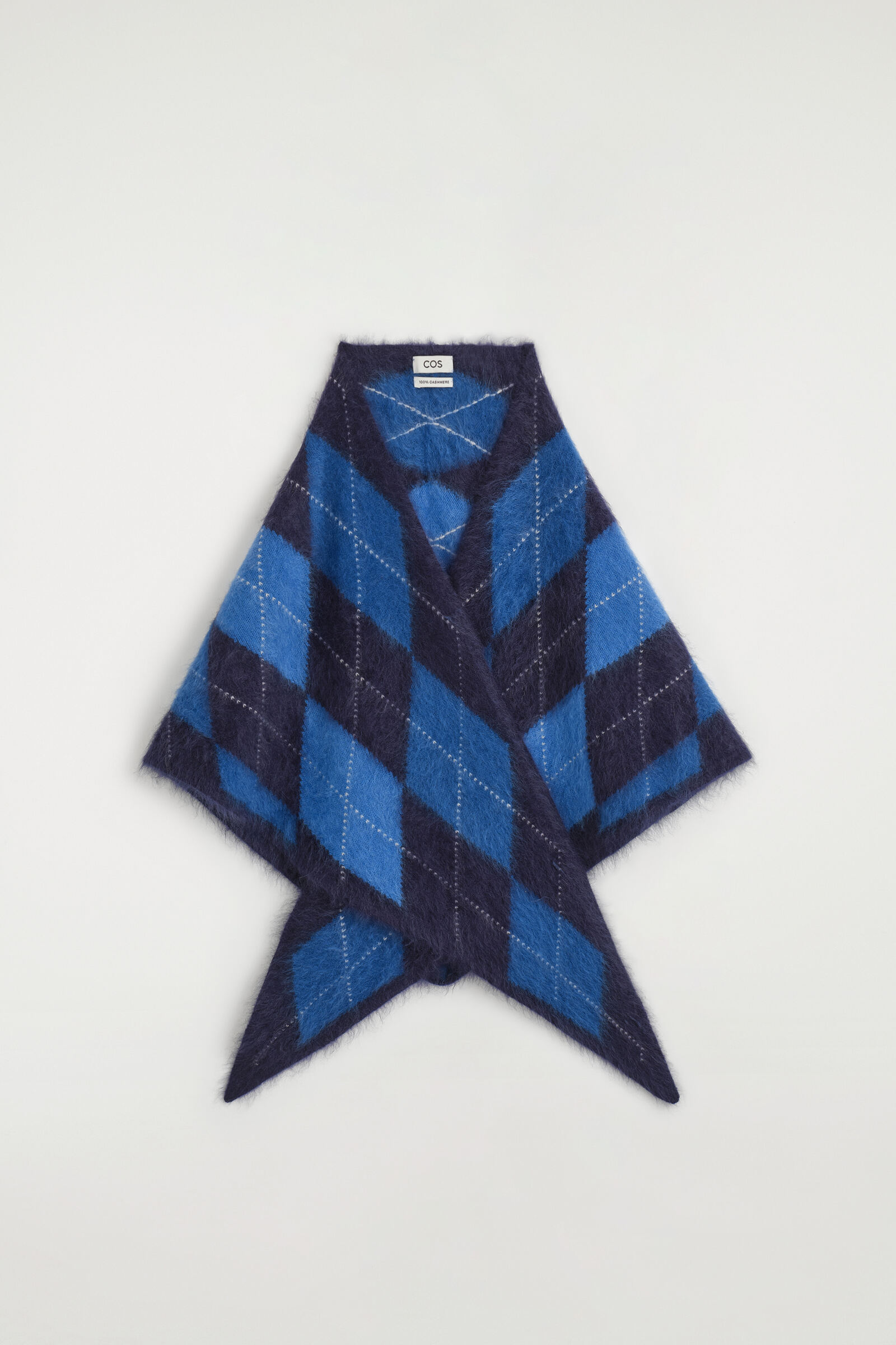 ARGYLE BRUSHED-CASHMERE TRIANGLE SCARFBLUE