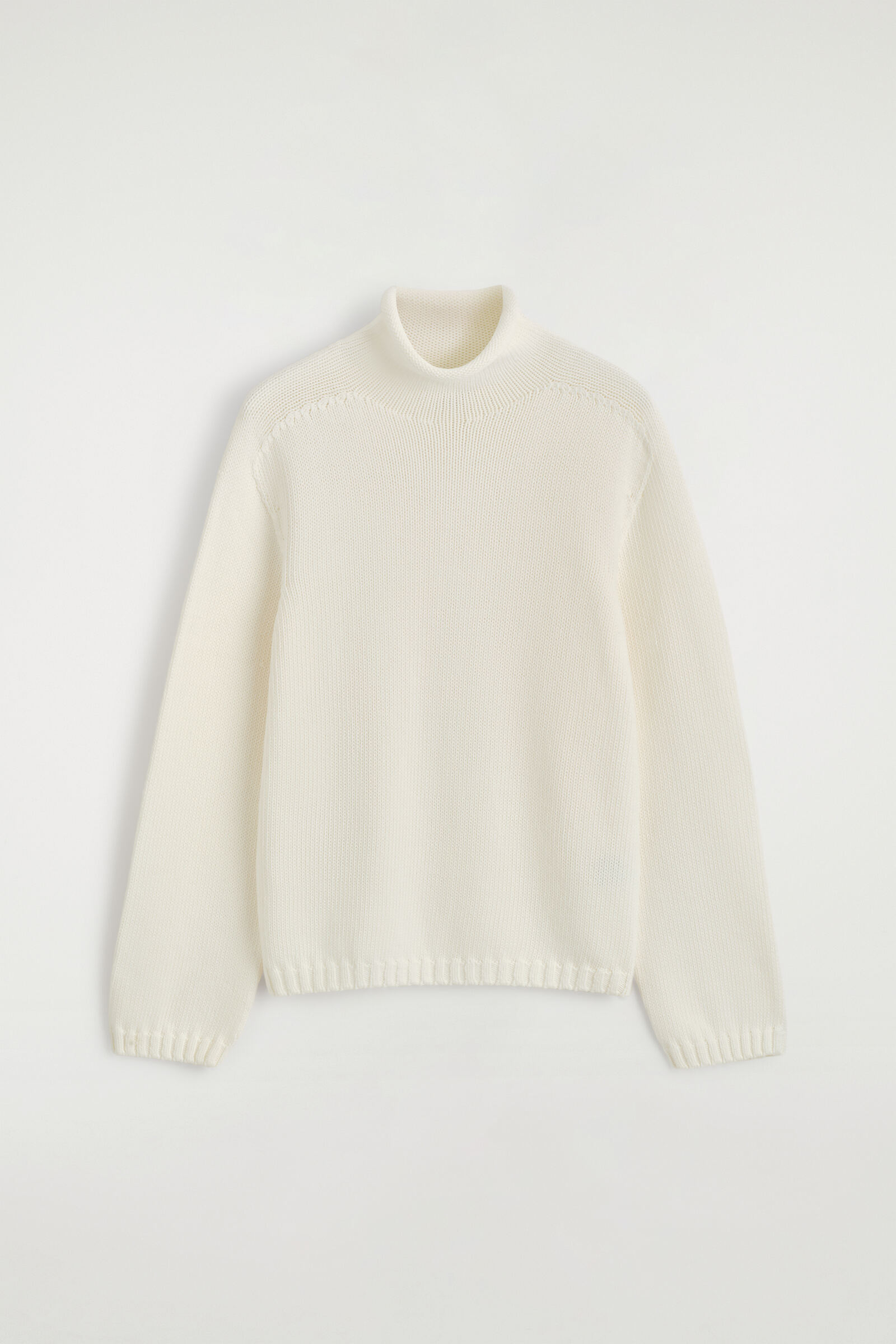 KNITTED COTTON FUNNEL-NECK JUMPERCREAM