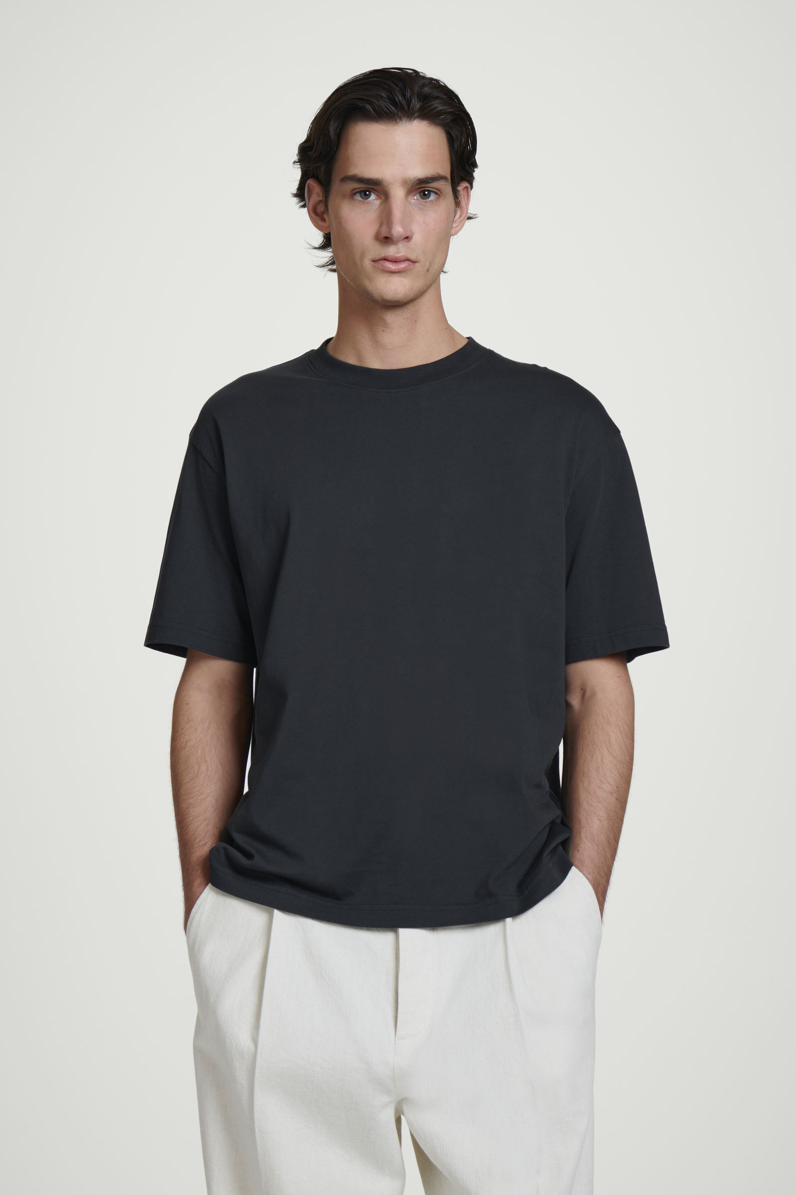 RELAXED LIGHTWEIGHT COTTON T-SHIRTNAVY
