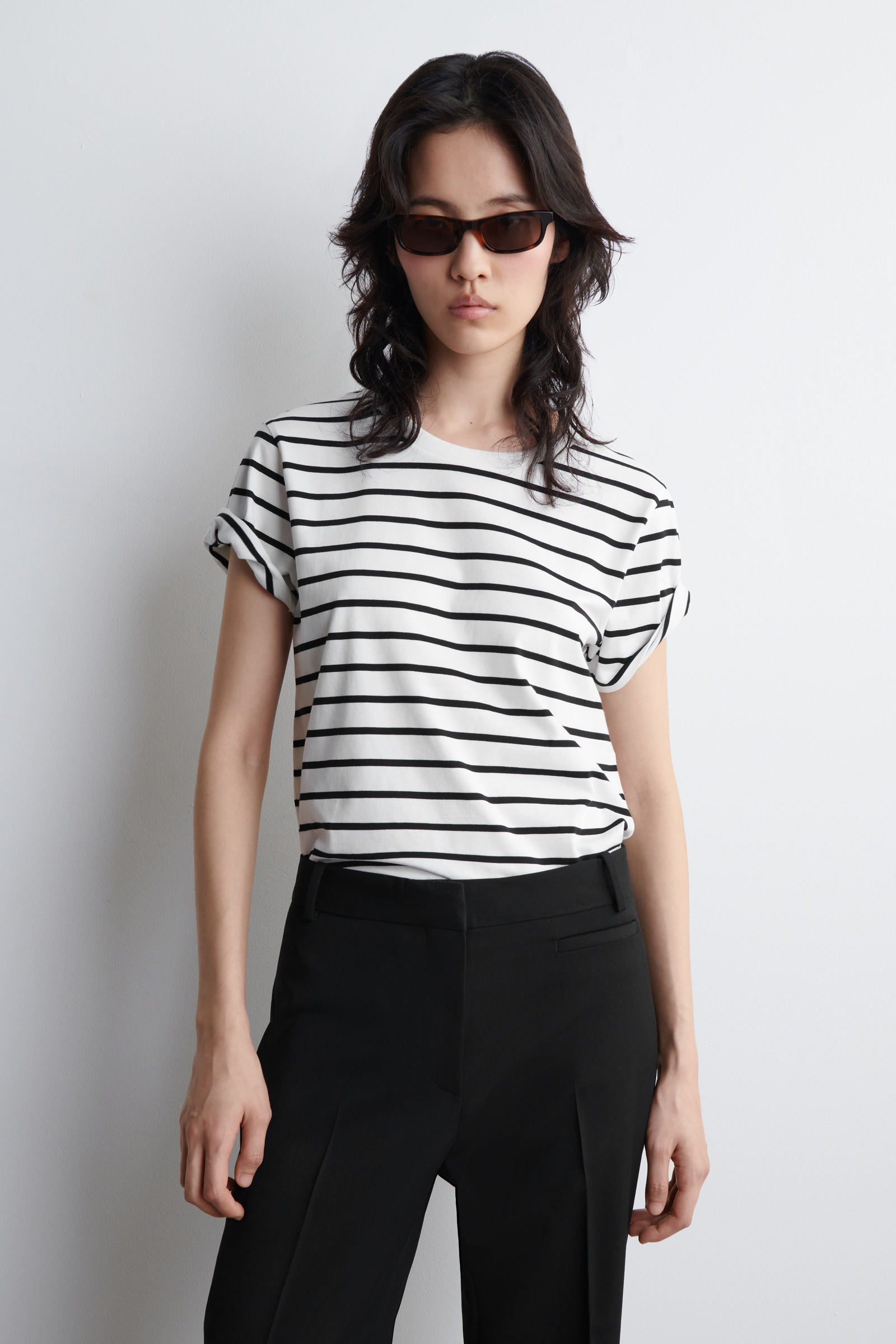 CREW-NECK COTTON T-SHIRTWHITE / STRIPED