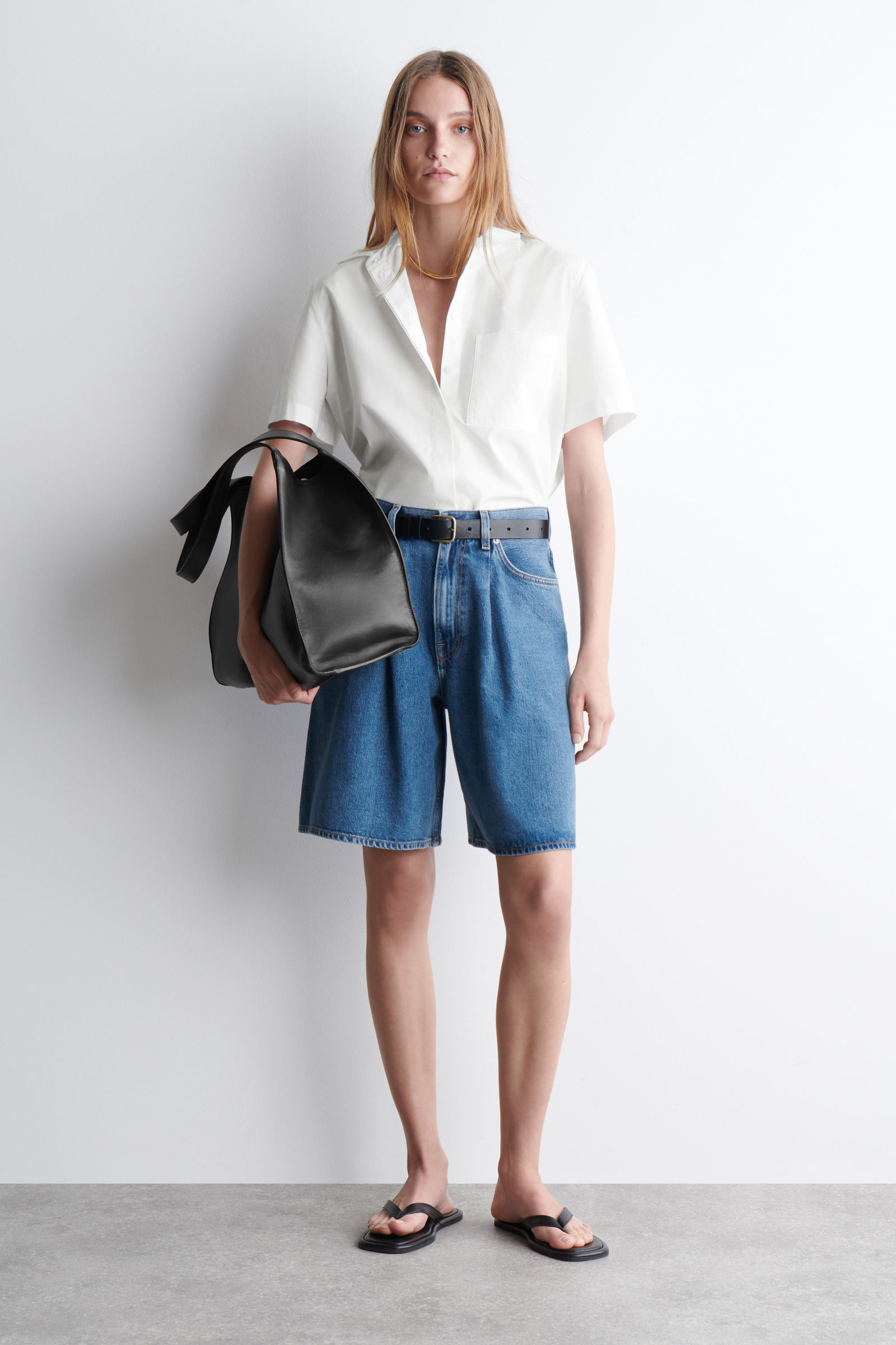 WIDE-LEG DENIM SHORTSBLUE