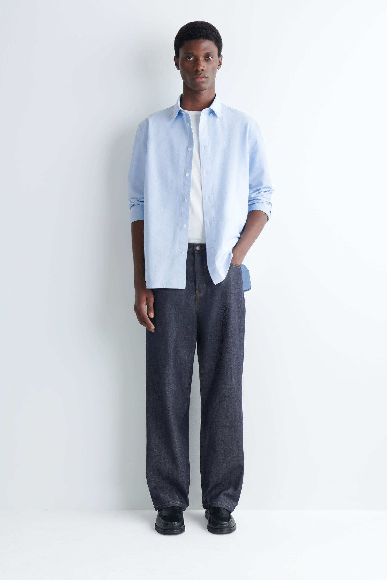 RIDER RAW SELVEDGE RELAXED-FIT STRAIGHT-LEG JEANSRAW INDIGO