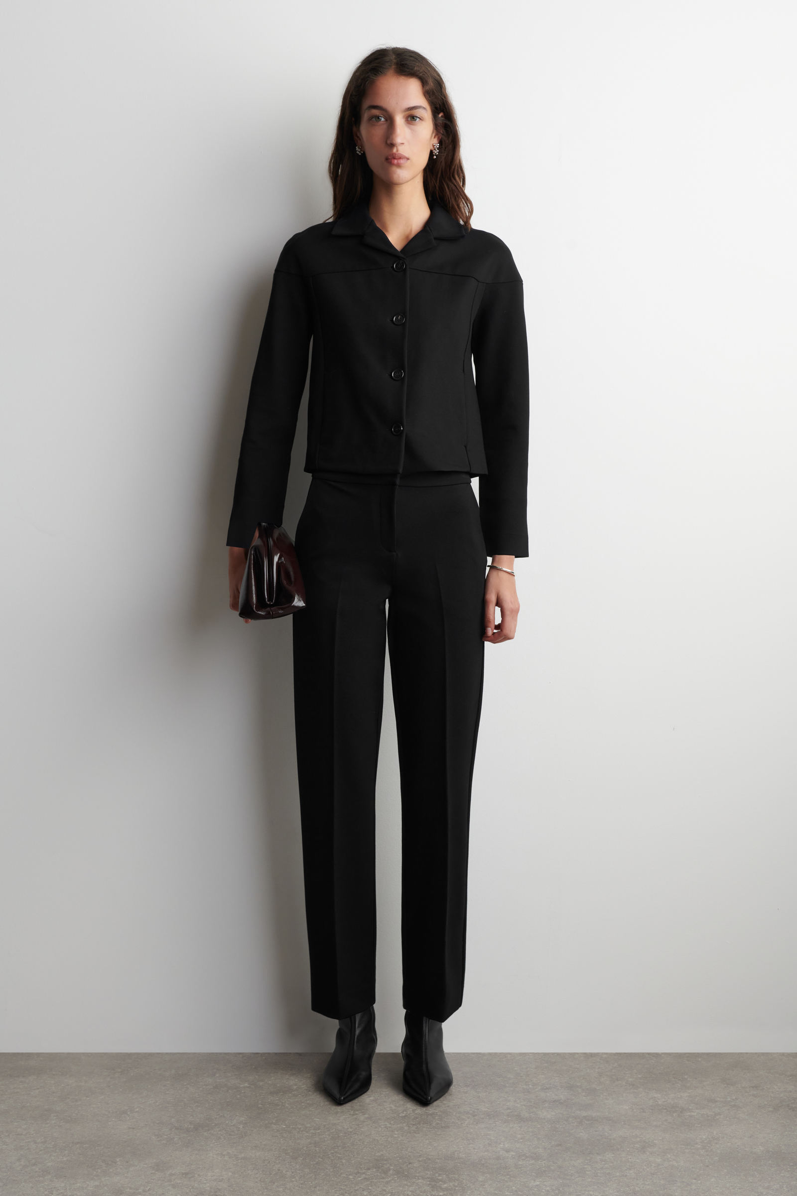 TAILORED STRAIGHT-LEG TROUSERSBLACK