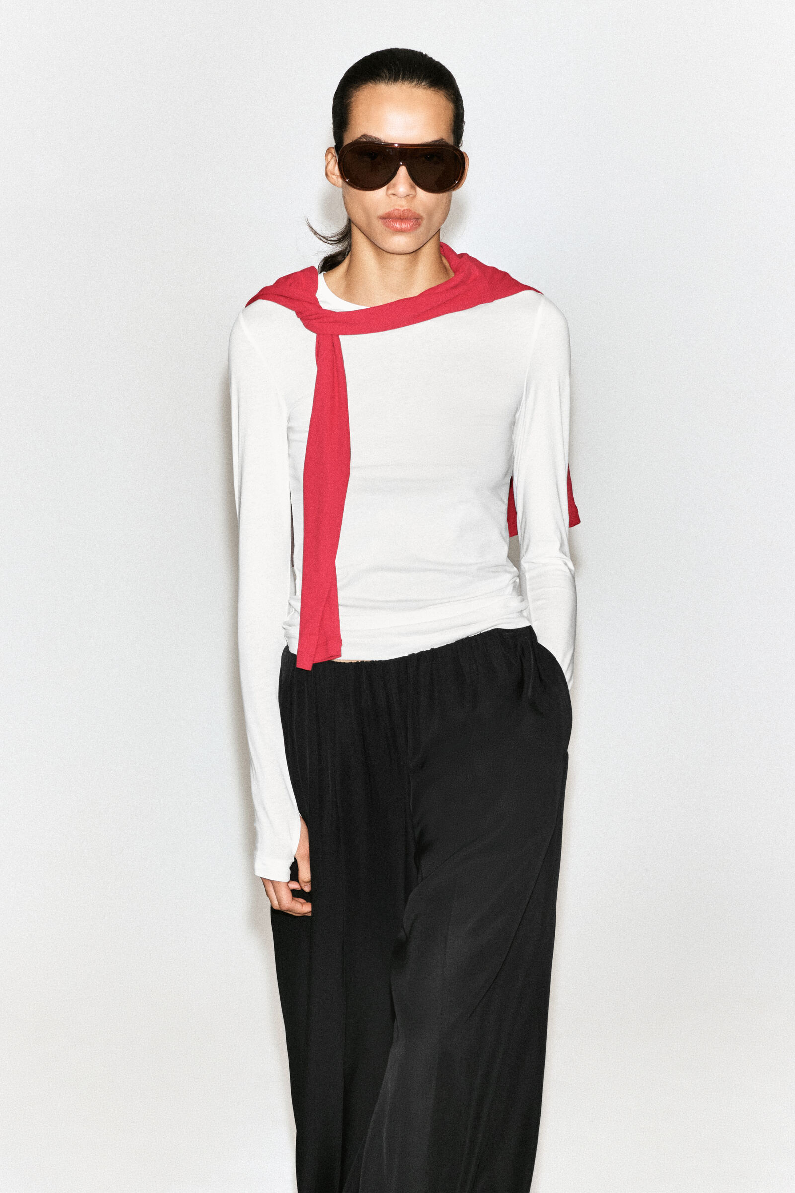 COTTON LONG-SLEEVED TOPWHITE