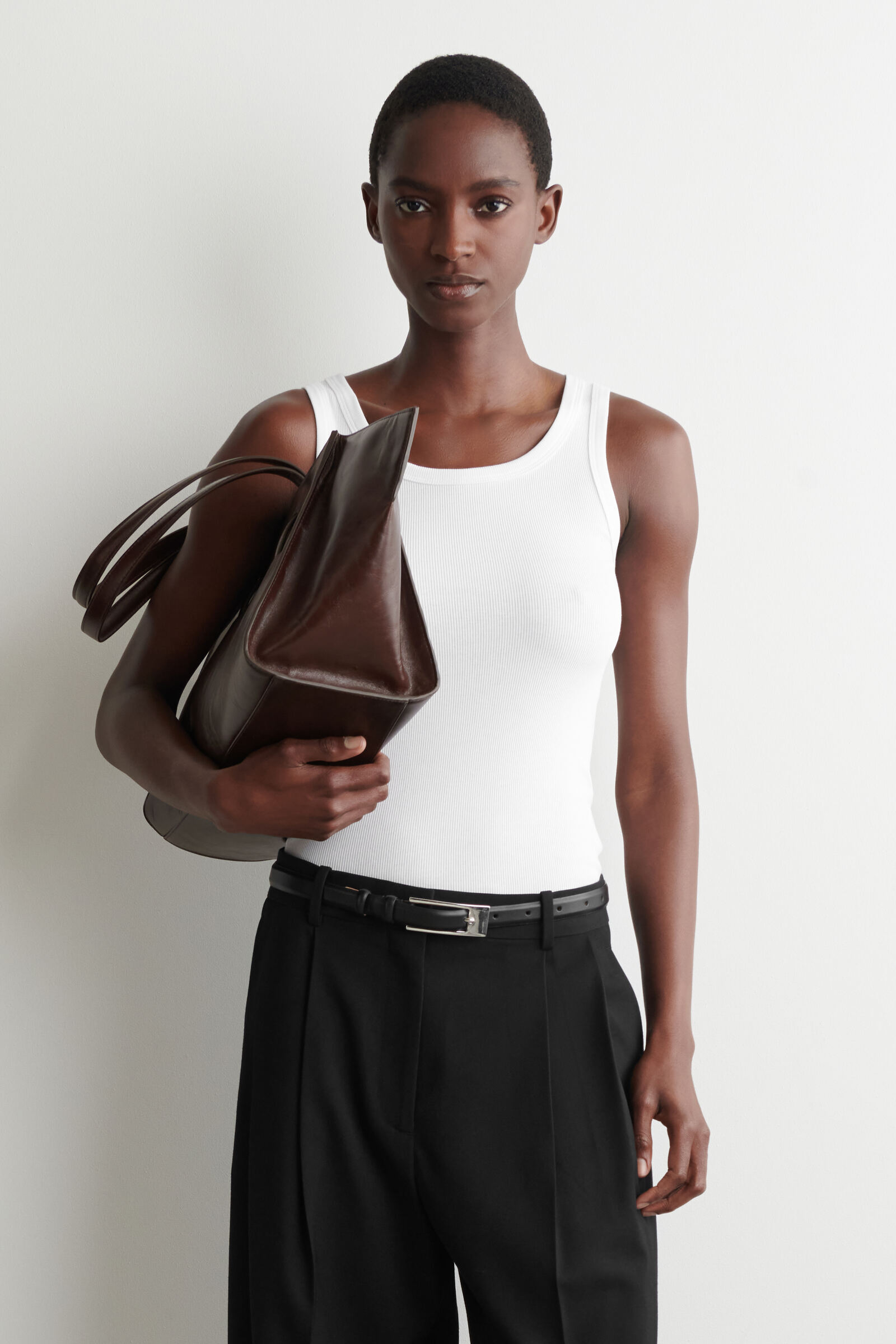RIBBED COTTON TANK TOPWHITE