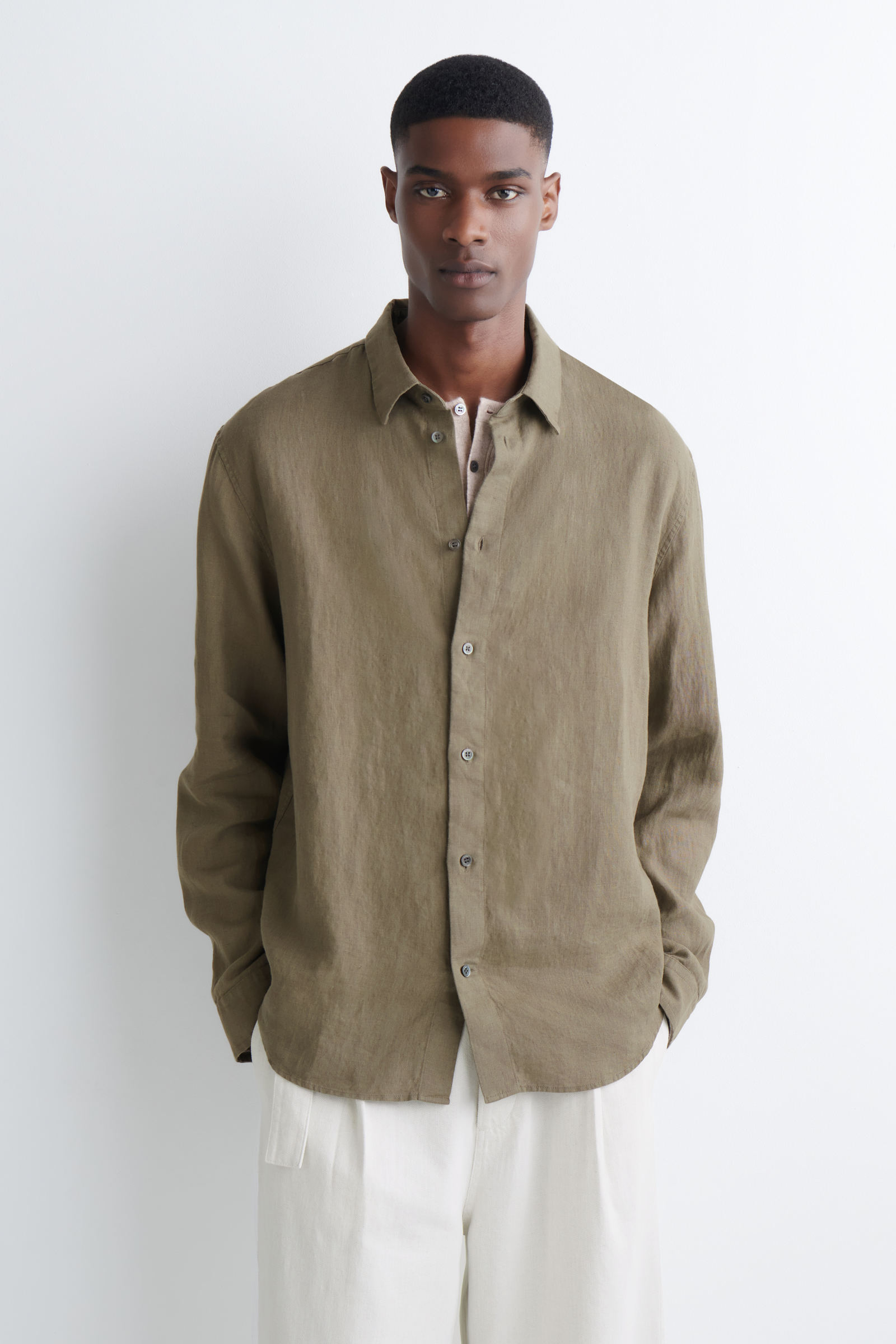 RELAXED LINEN SHIRTKHAKI