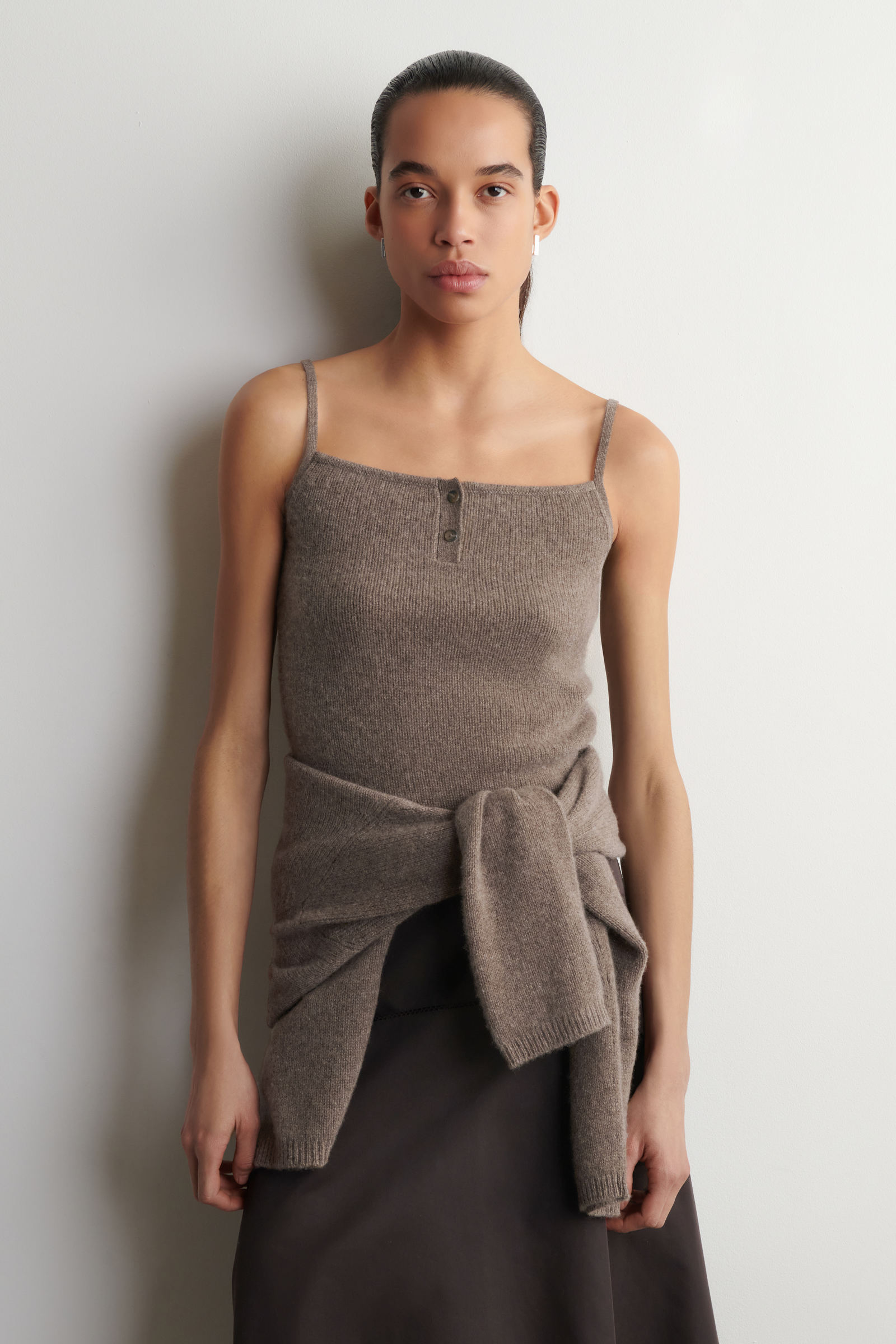 CASHMERE TANK TOPBROWN MÉLANGE