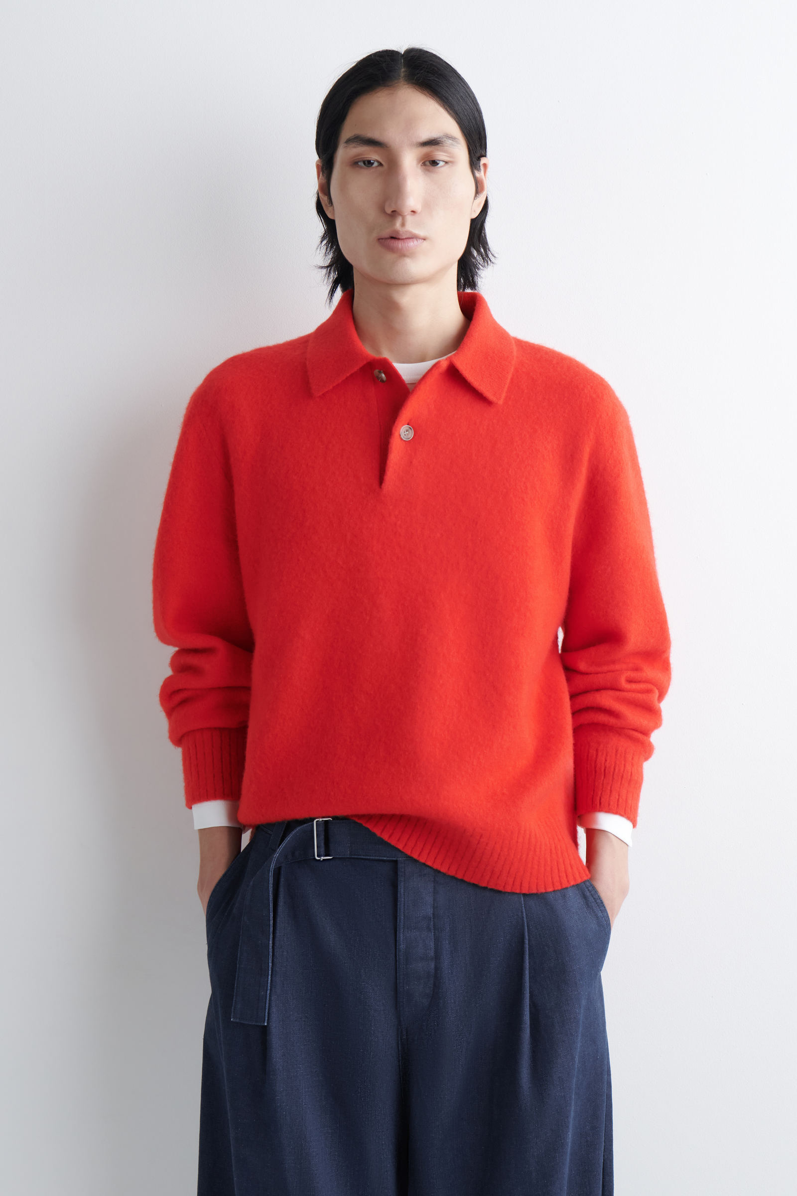 BRUSHED-WOOL POLO SHIRTRED
