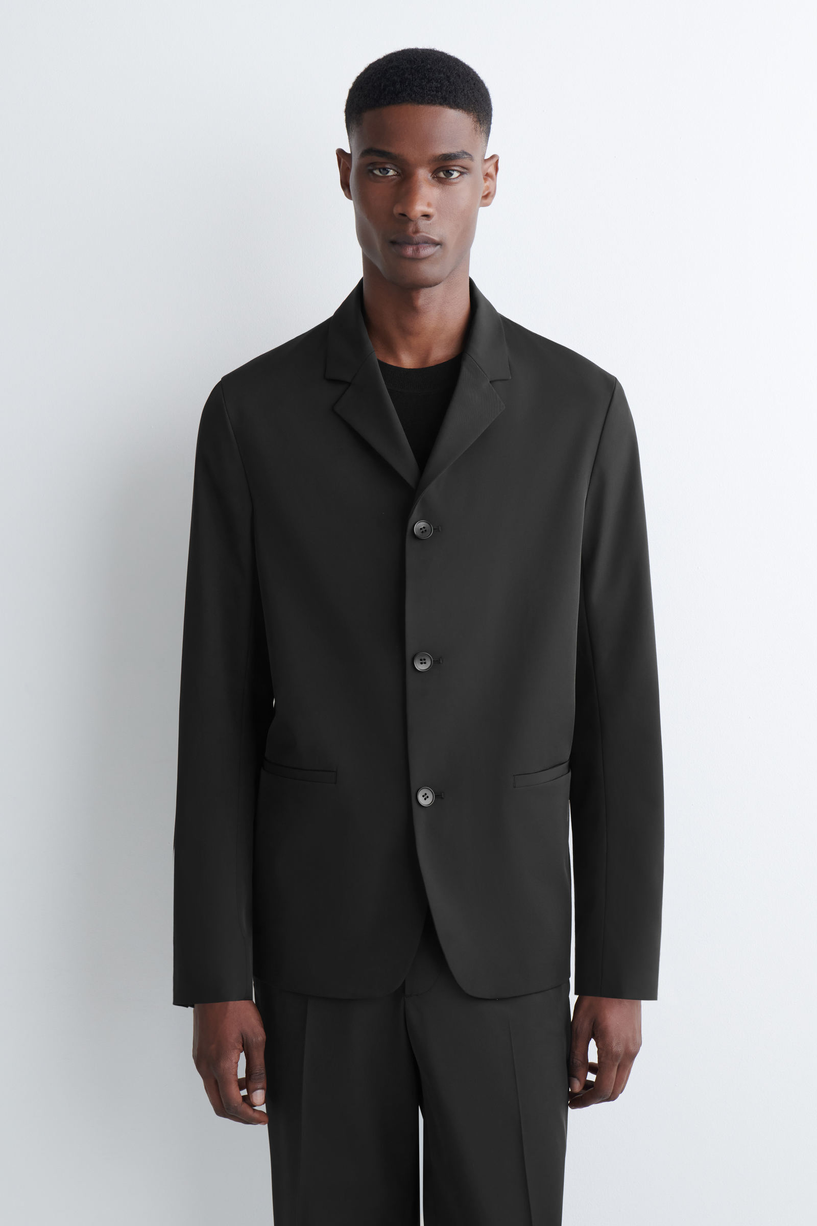 SLIM UNSTRUCTURED TECH-TWILL BLAZERBLACK