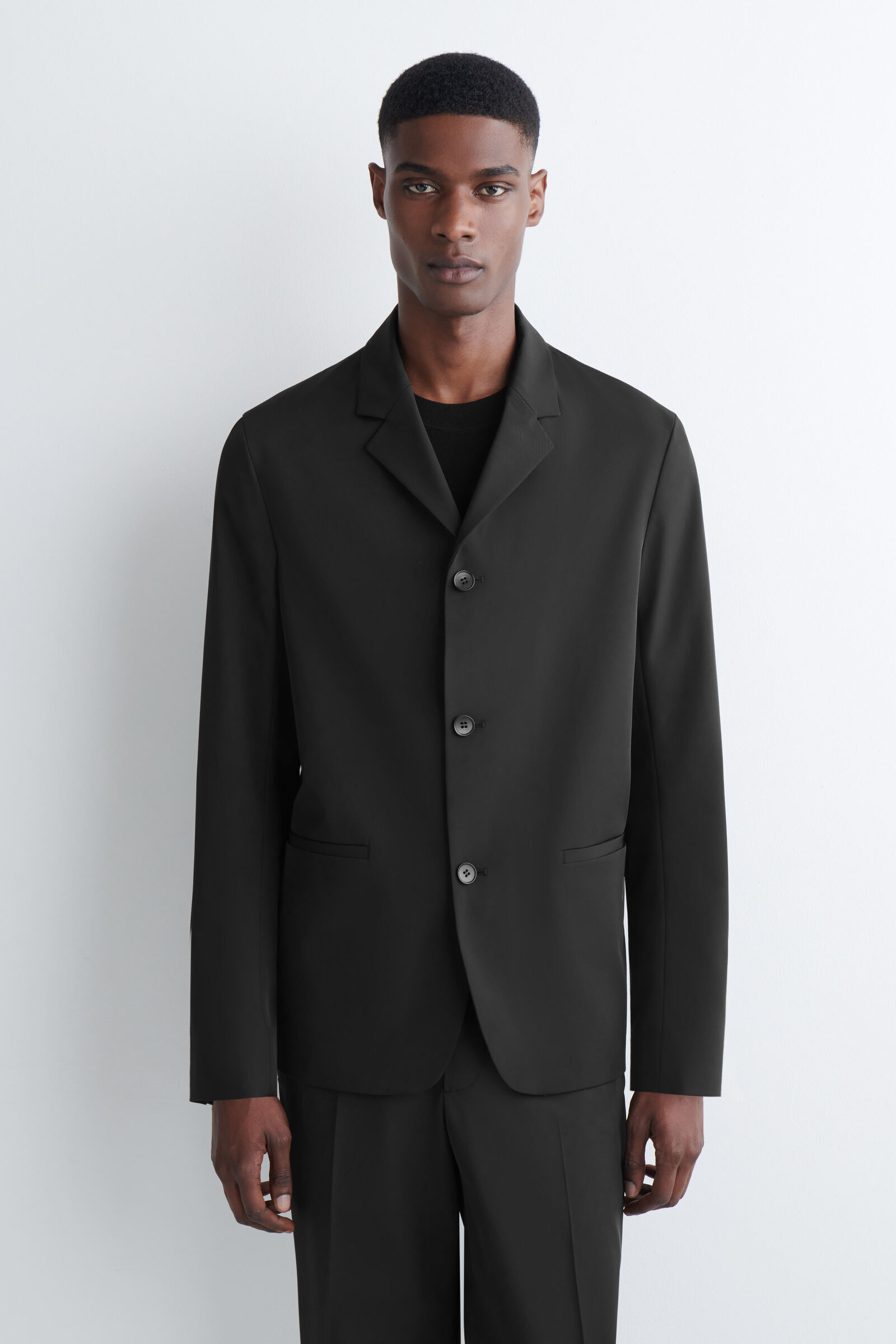 SLIM UNSTRUCTURED TECH-TWILL BLAZERBLACK