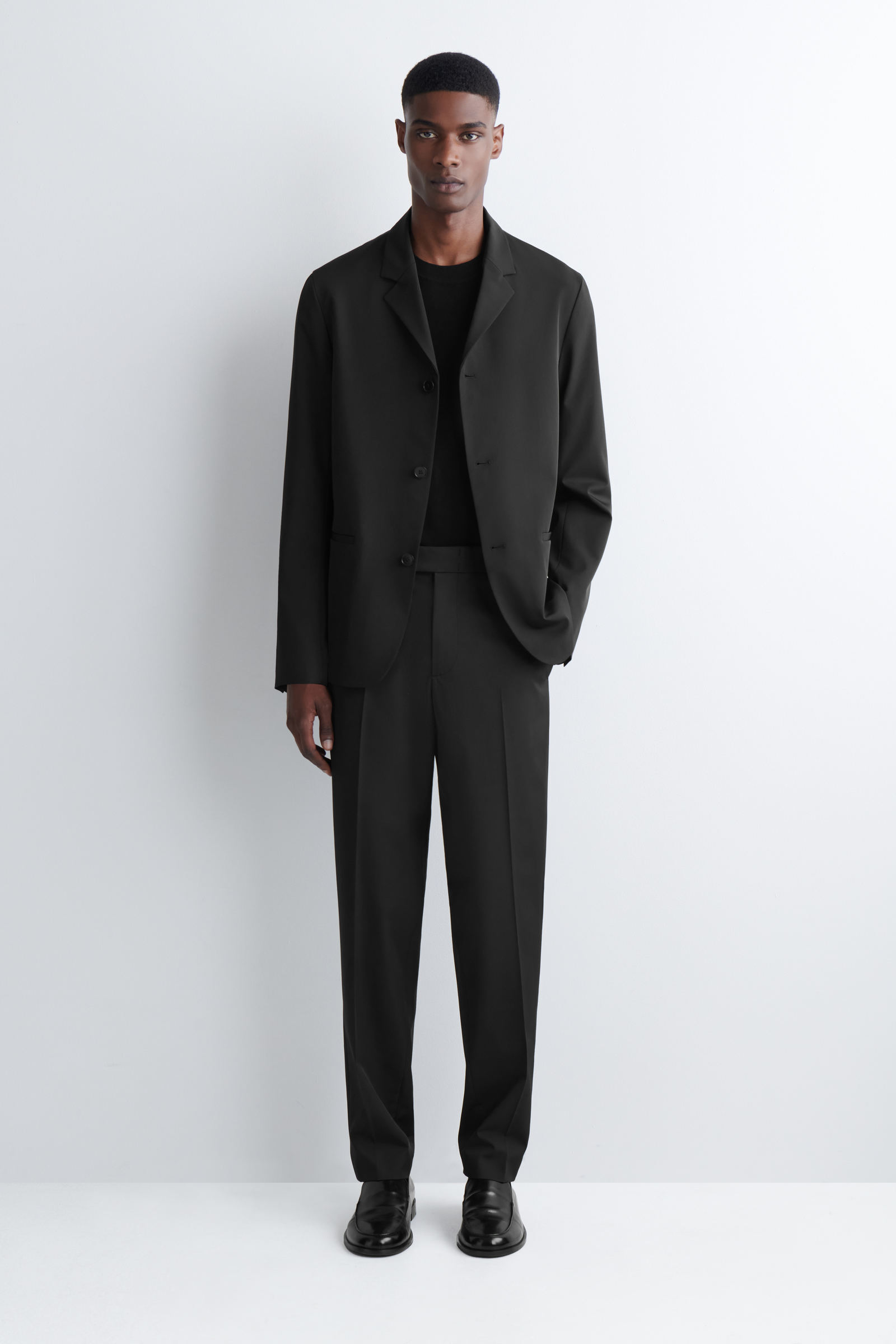 TECH-TWILL SLIM-FIT STRAIGHT-LEG TROUSERSBLACK