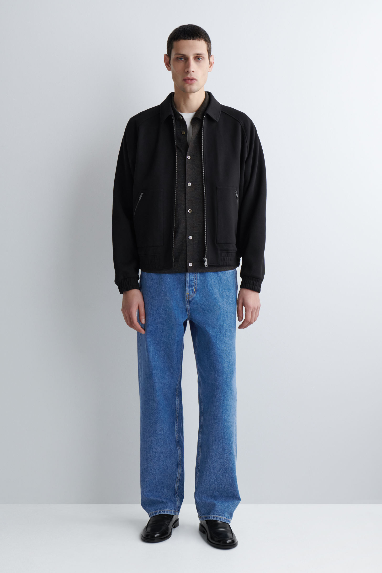 COTTON-JERSEY BOMBER JACKETNAVY