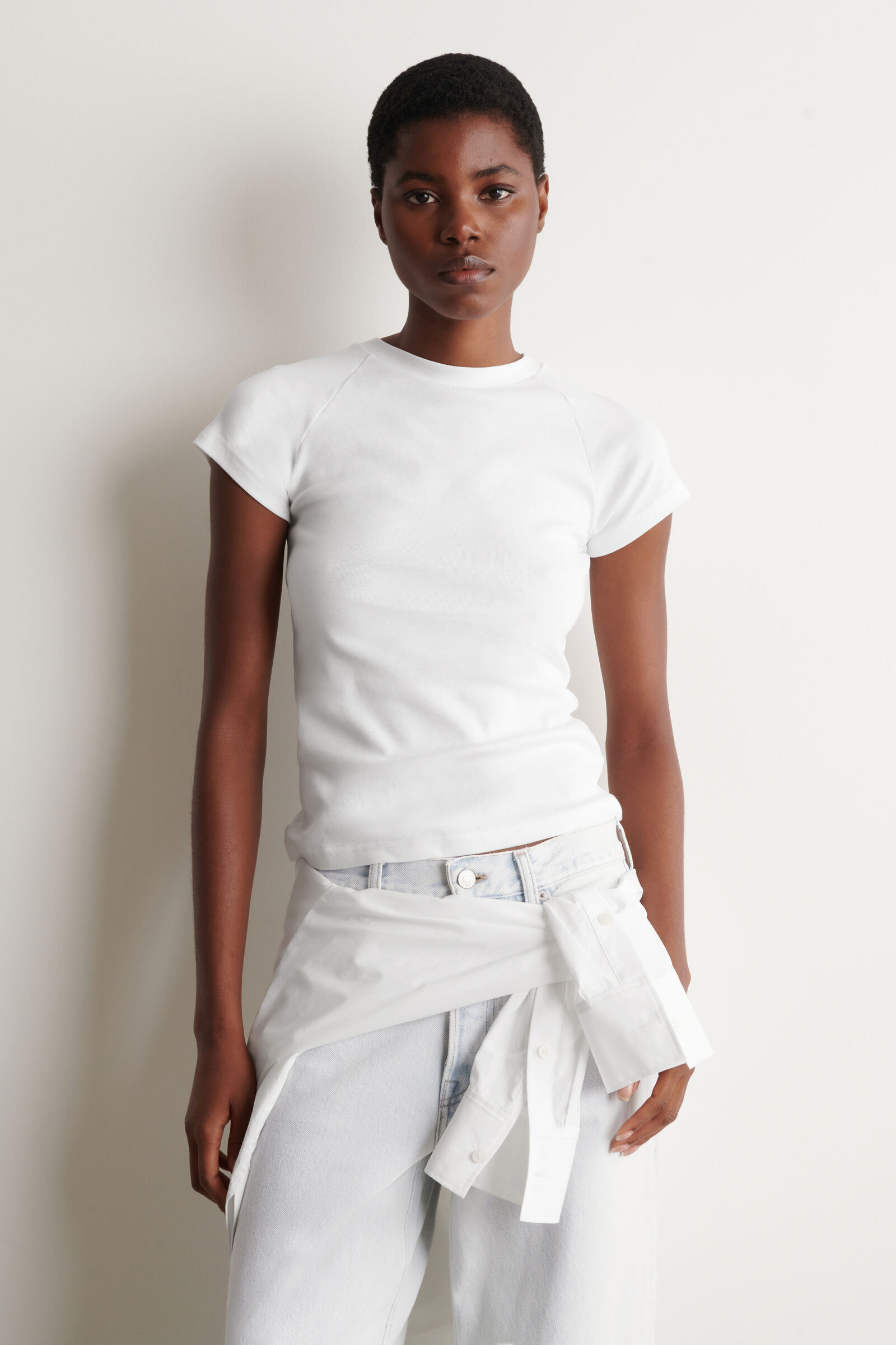 SLIM COTTON RAGLAN T-SHIRTWHITE