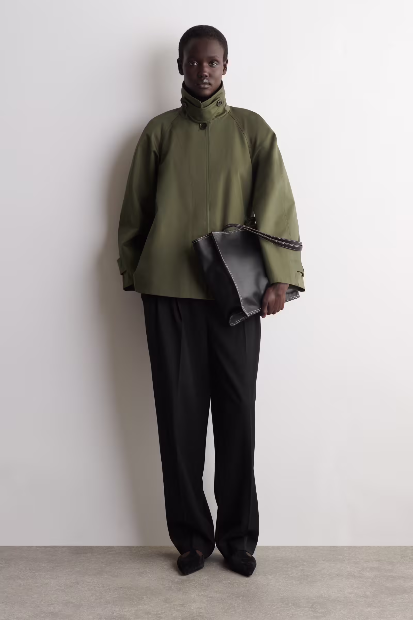 A-LINE COTTON-TWILL JACKETKHAKI