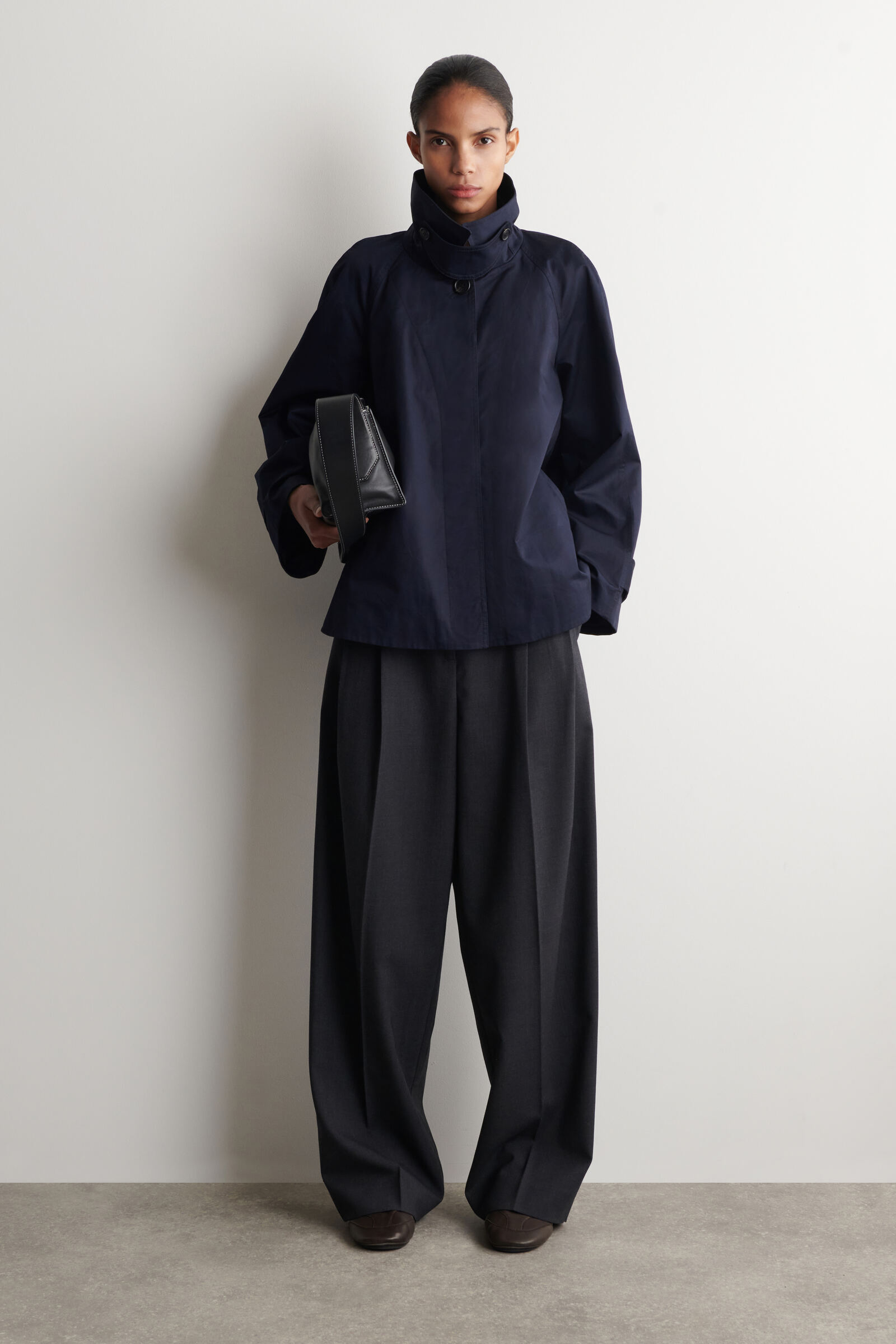 A-LINE COTTON-TWILL JACKETNAVY