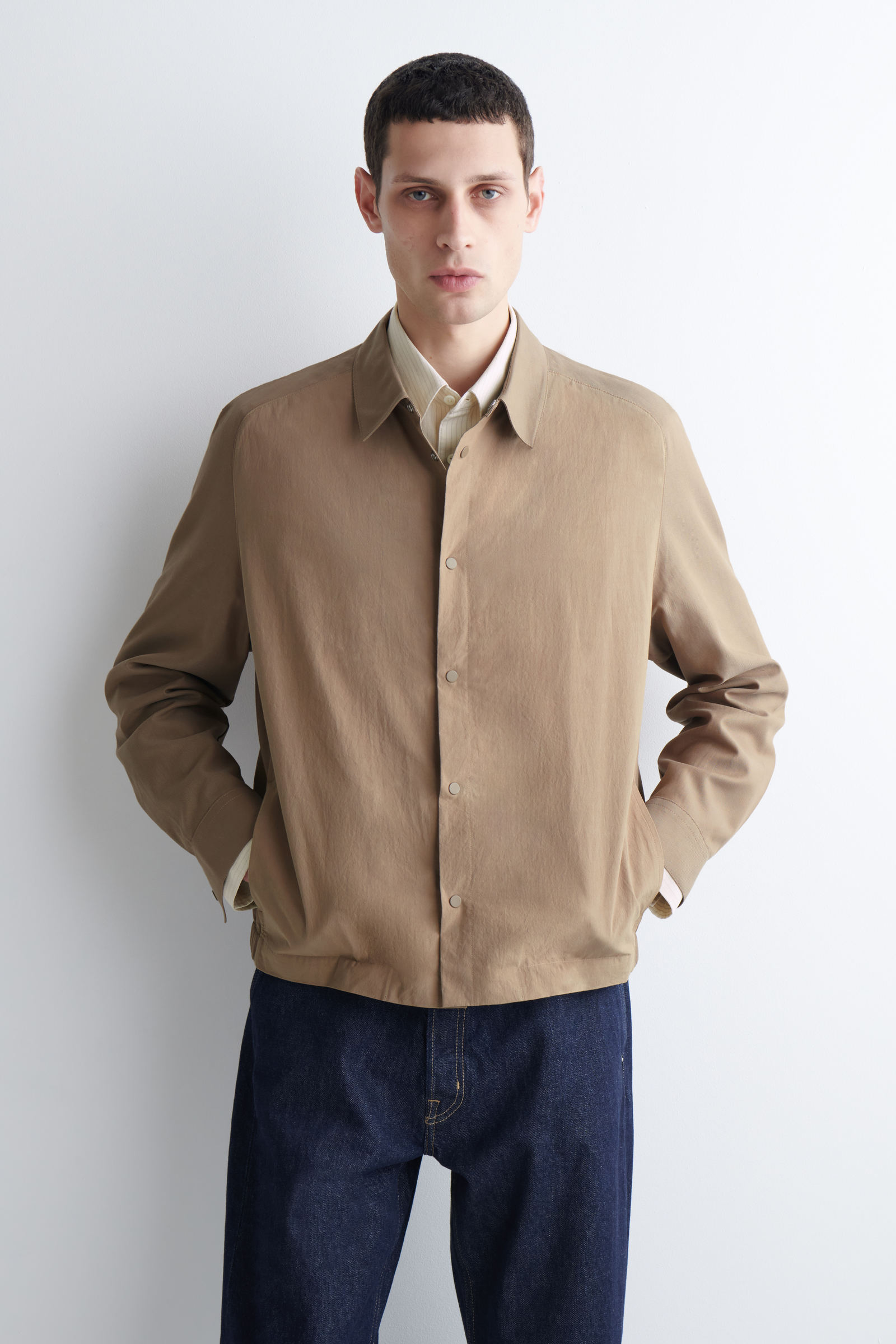 CONTRAST-PANEL COTTON OVERSHIRTBEIGE