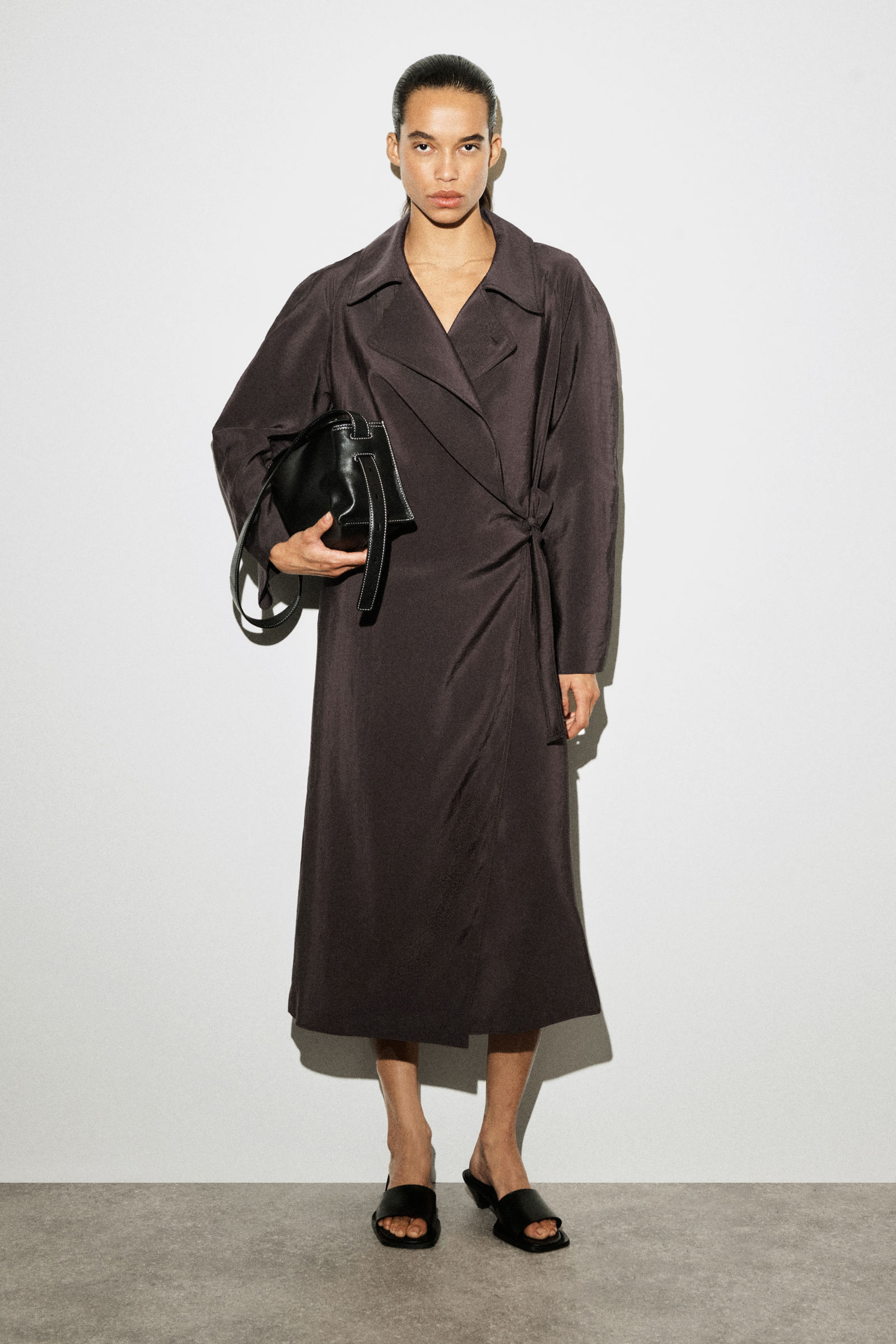 UTILITY TRENCH-STYLE MIDI DRESSDARK BROWN