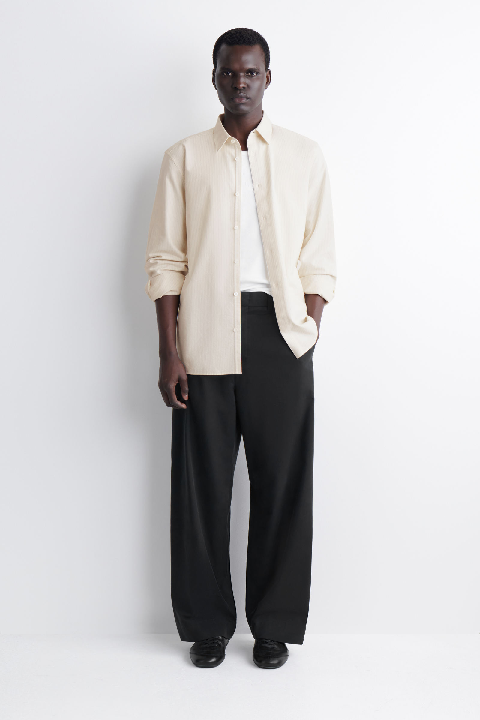 COTTON WIDE-LEG CHINOSBLACK