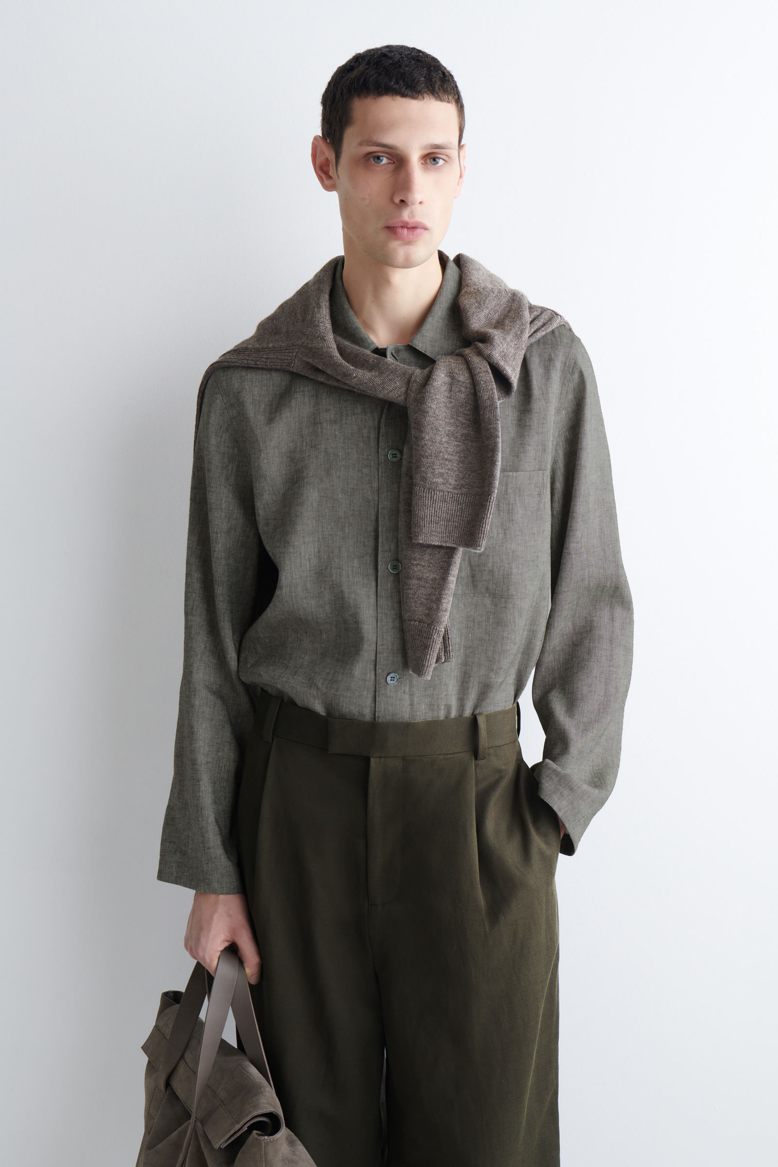 LINEN RELAXED SHIRTGREY MÉLANGE