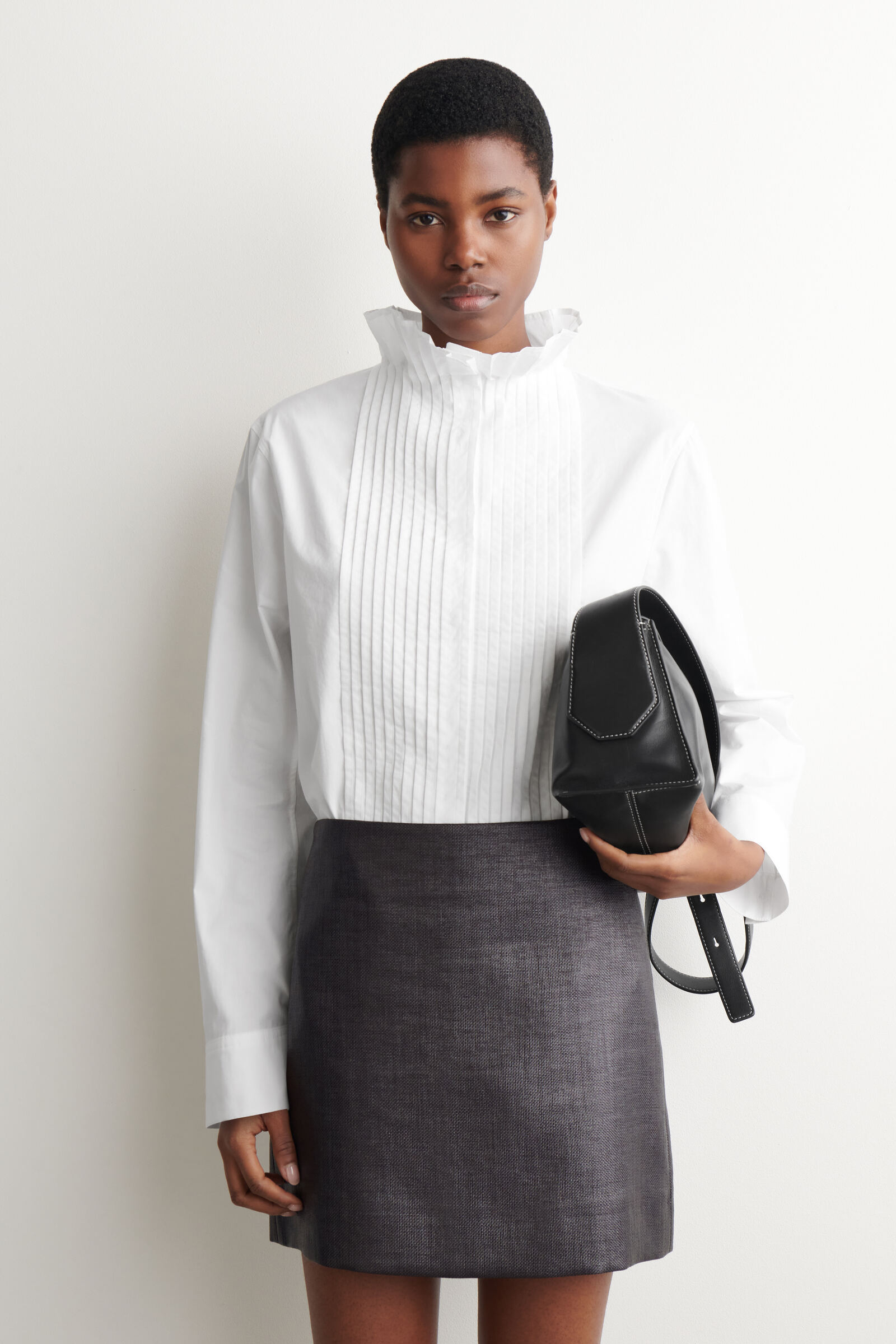 PINTUCKED COTTON BLOUSEWHITE