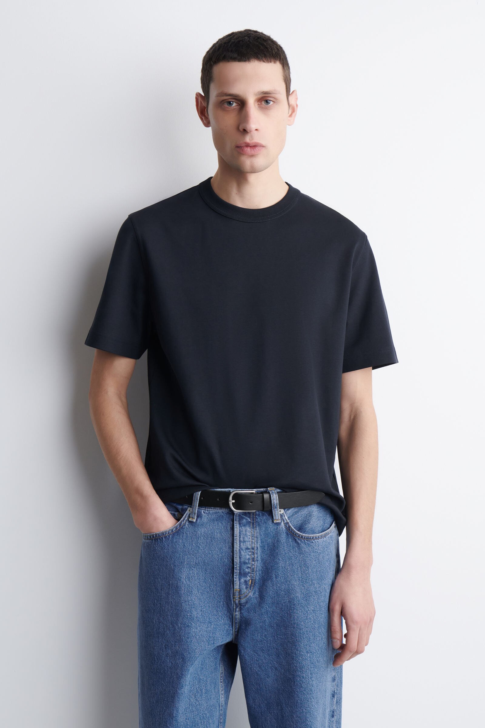 INTERLOCK COTTON CREW-NECK T-SHIRTNAVY