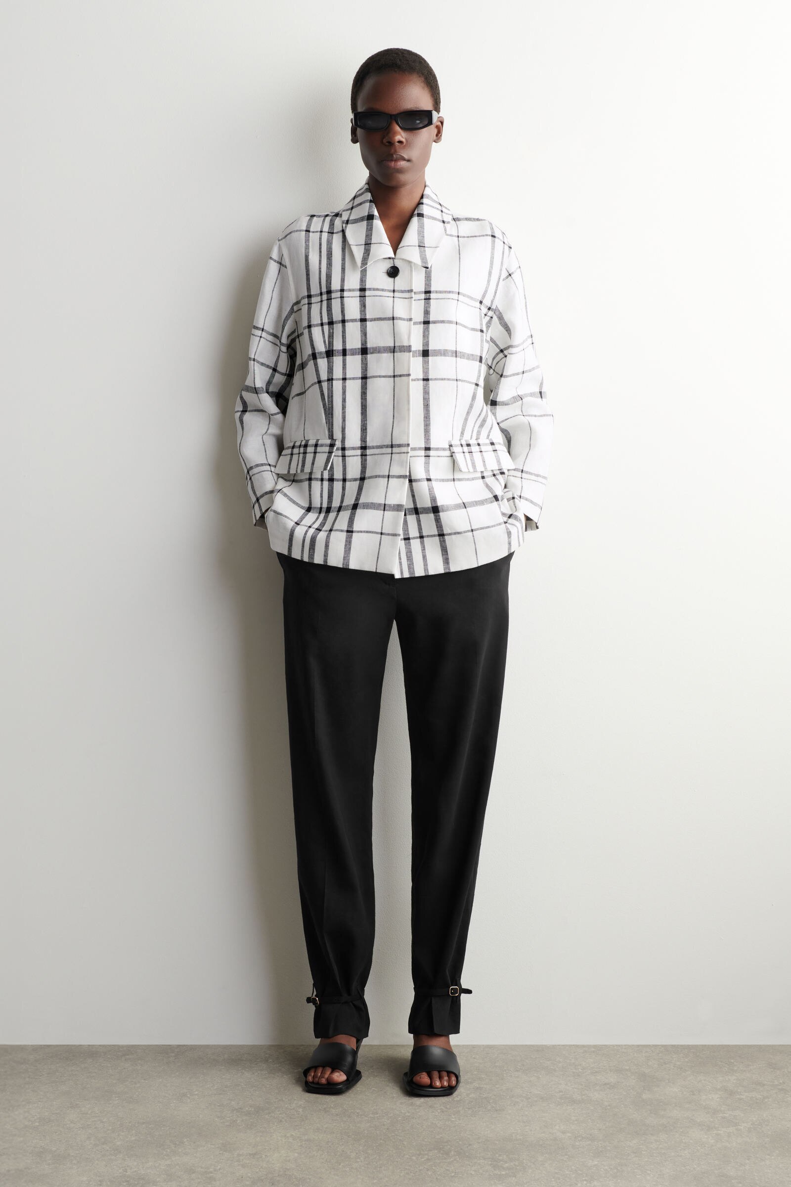 CHECKED LINEN JACKETWHITE / BLACK / CHECKED