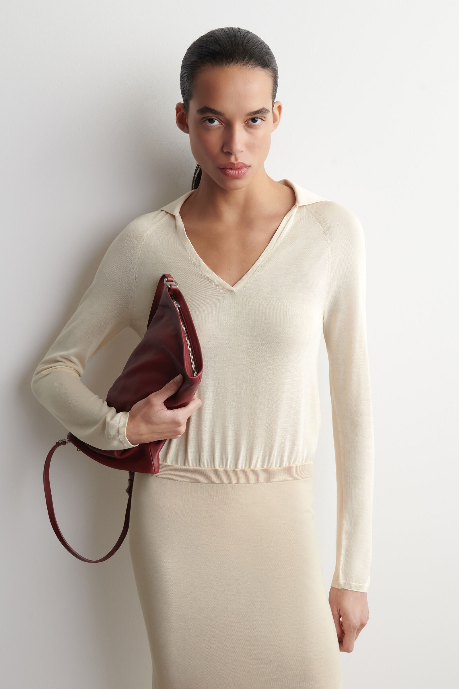 SHEER KNITTED SILK-CASHMERE BODYSUITIVORY