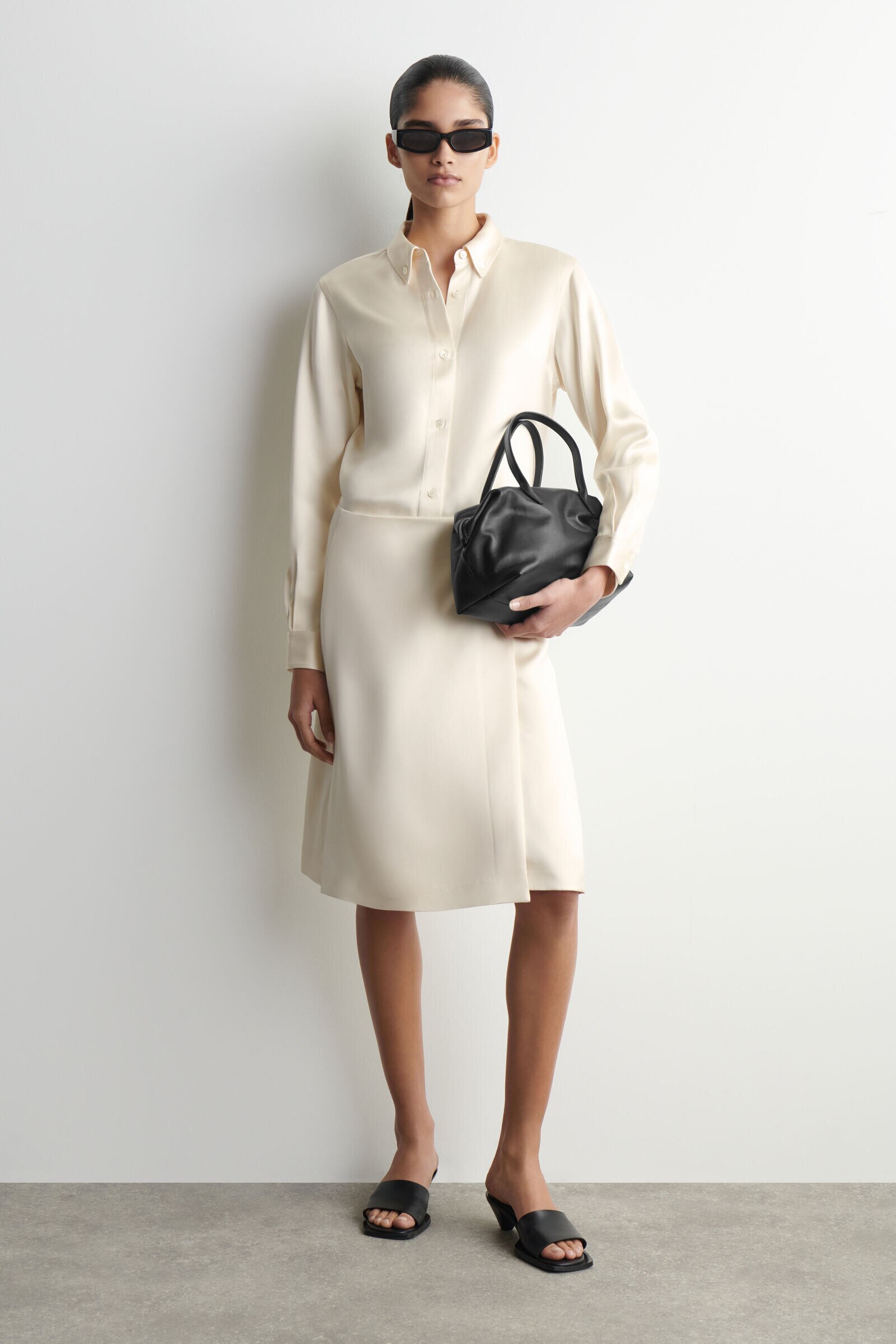 SATIN WRAP SKIRTWHITE