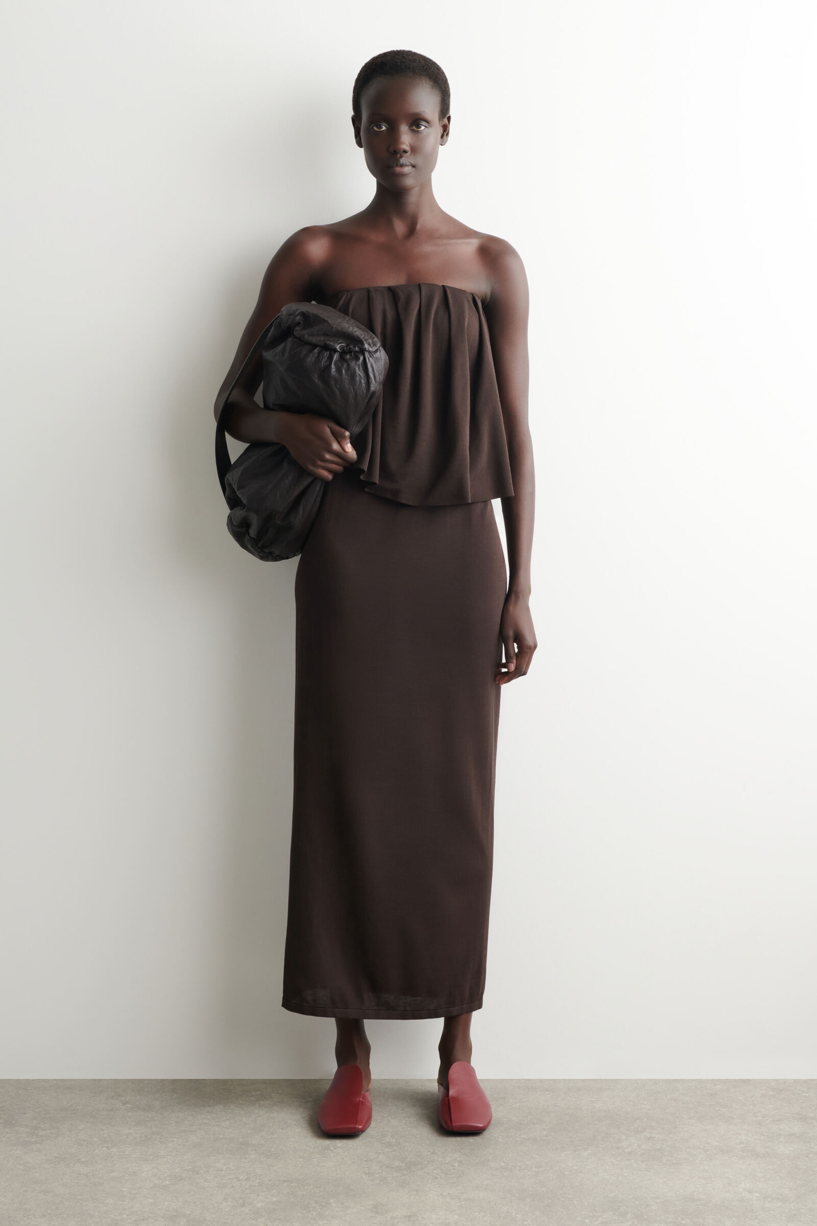 DRAPED LEATHER MULESCRIMSON