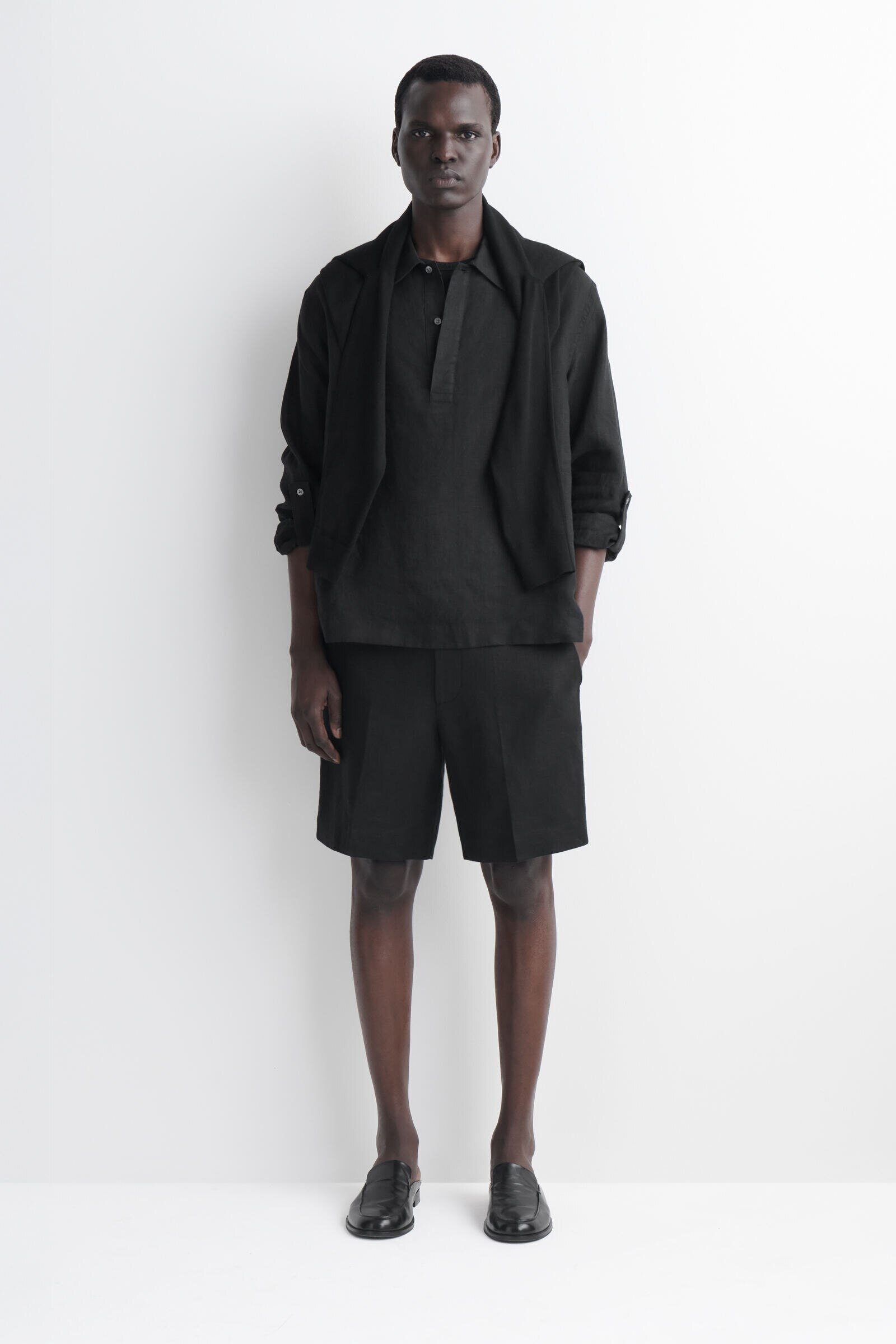 TAILORED LINEN SHORTSBLACK