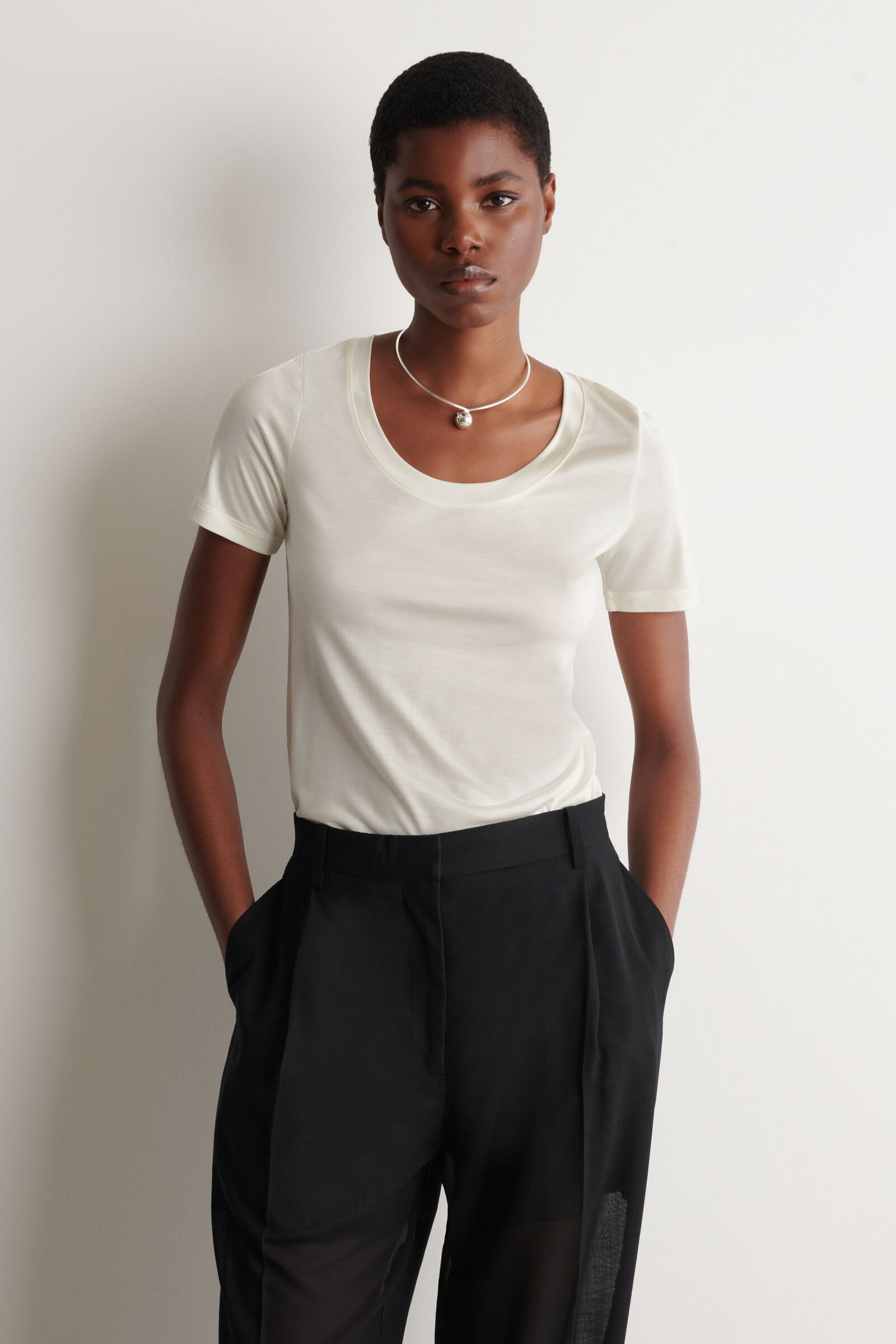 SLIM SILK T-SHIRTIVORY