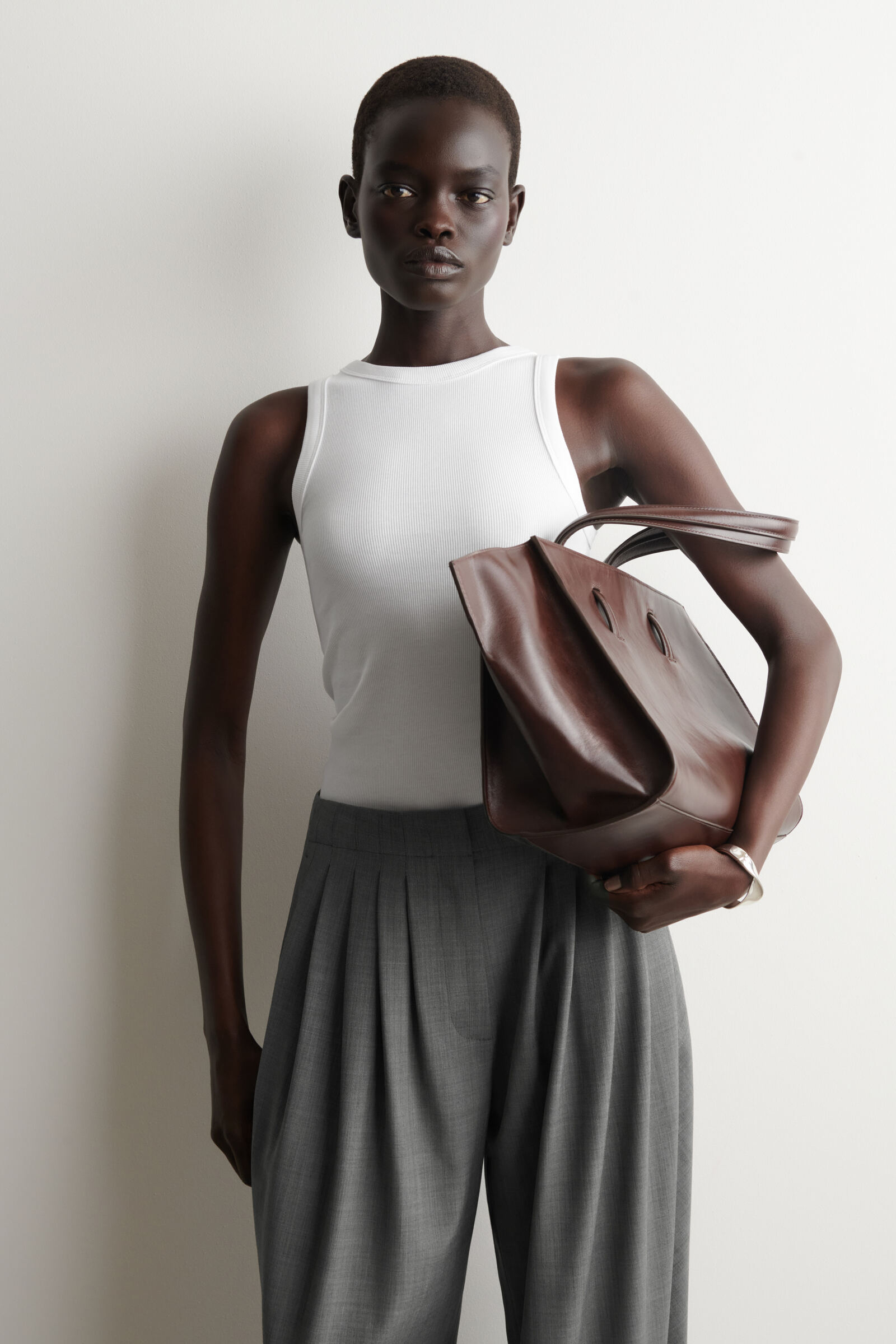 RIBBED COTTON TANK TOPWHITE